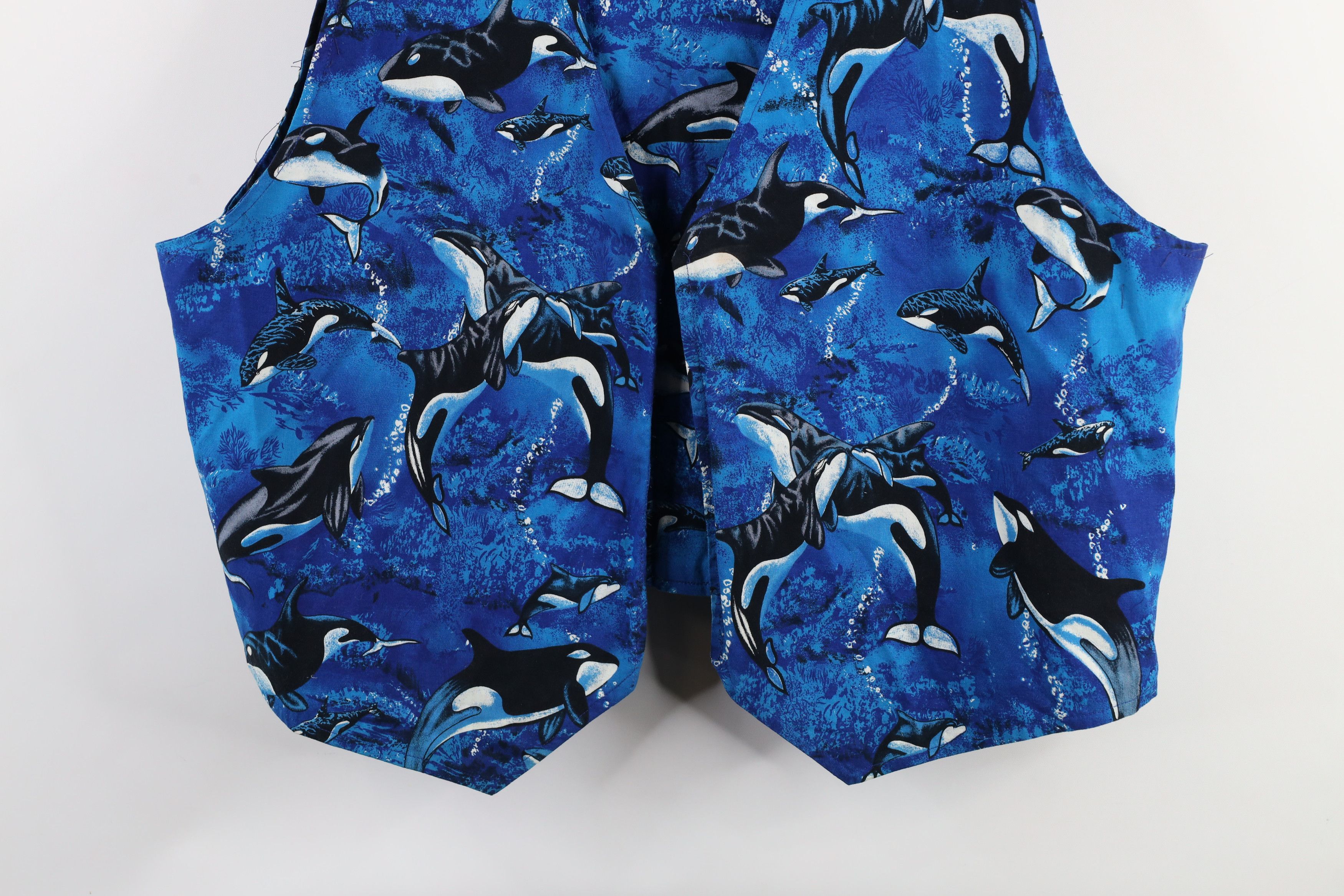 Vintage Vintage 90s Streetwear Whale All Over Print Open Front Vest Size 3XL / US 20-22 - 3 Thumbnail