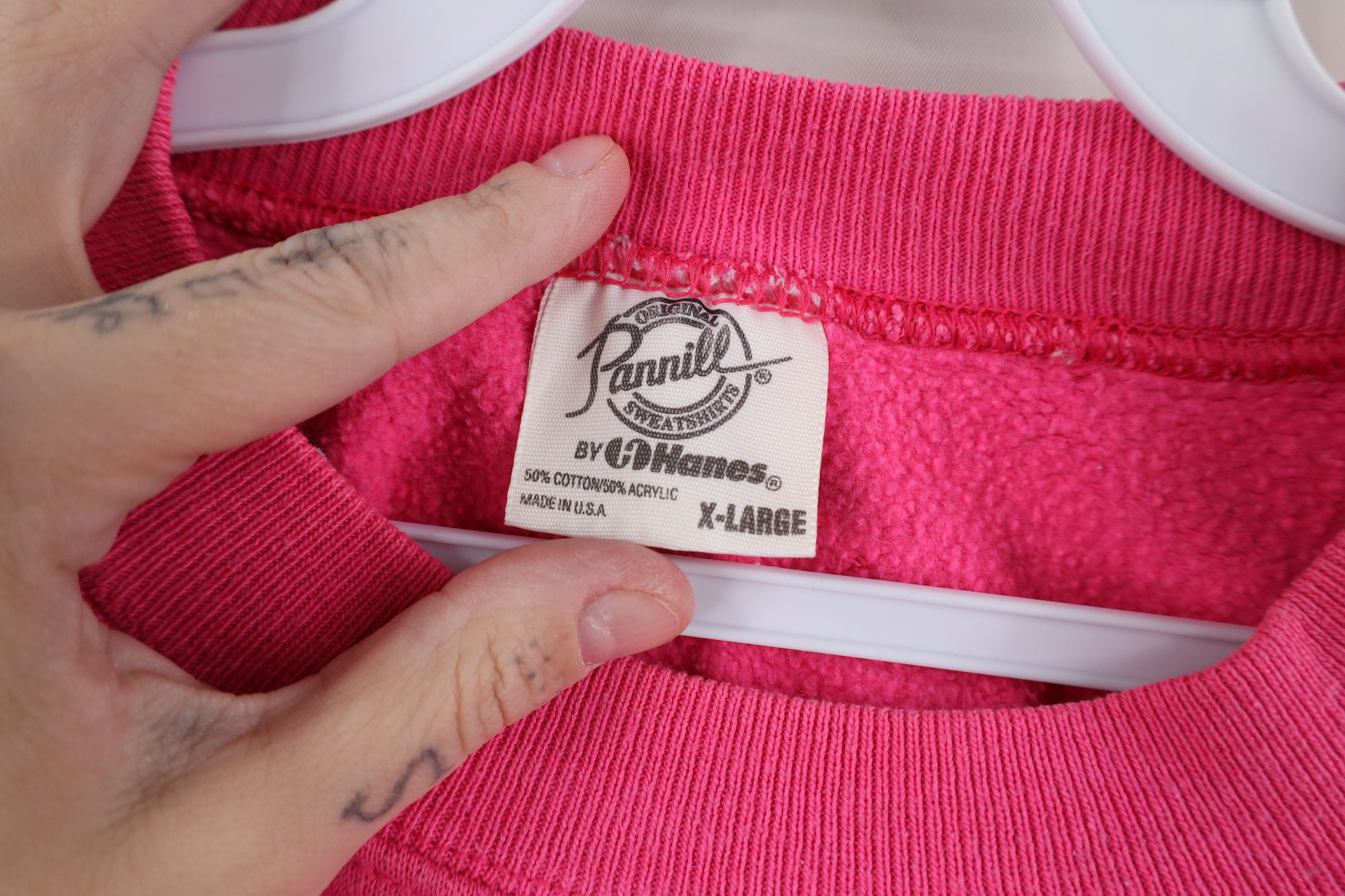 Hanes Vintage 80s Hanes Blank Raglan Crewneck Sweatshirt Pink USA Size XL / US 12-14 / IT 48-50 - 4 Thumbnail