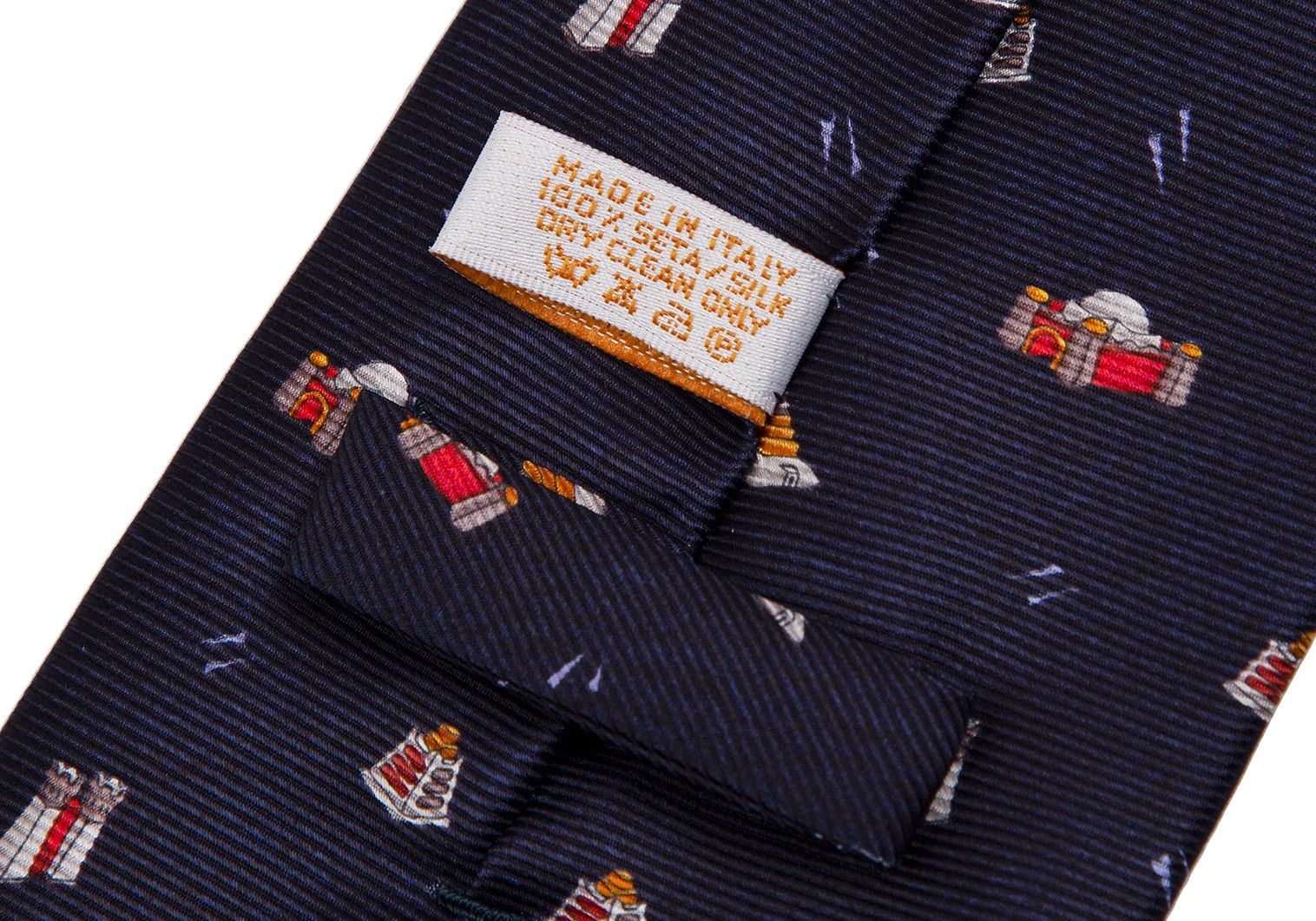 Bvlgari Silk Architectural Print Tie in Navy Blue Size ONE SIZE - 7 Thumbnail