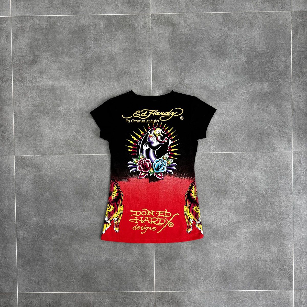 Ed Hardy Ed Hardy By Christian Audigier Tattoo Skulls Roses T-Shirt Size L / US 10 / IT 46 - 12 Thumbnail