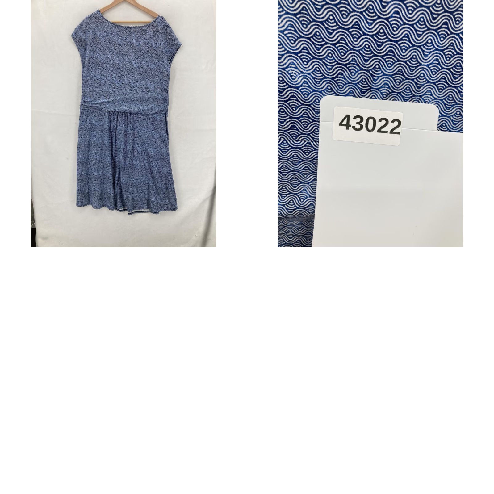 Lands' End Lands' End Dress Womens 2X Blue Wave Print Knot Front Scoop Neck Stretch A-Line Size XXL / US 16-18 / IT 52-54 - 8 Thumbnail