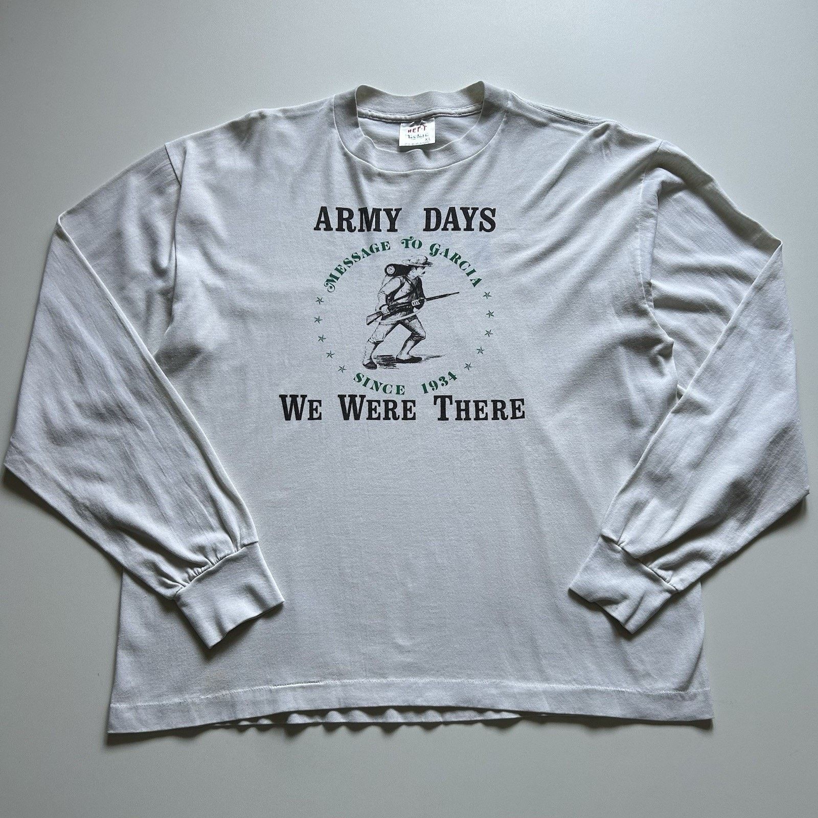 Hanes Vintage 80s Army Days Message To Garcia Long Sleeve Shirt XL Size US XL / EU 56 / 4 - 1 Thumbnail