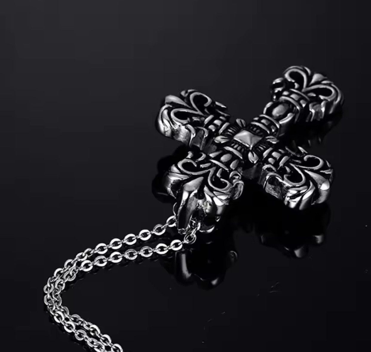 Jewelry Titanium Steel Cross Death Coffin Pendant Necklace Size ONE SIZE - 4 Thumbnail