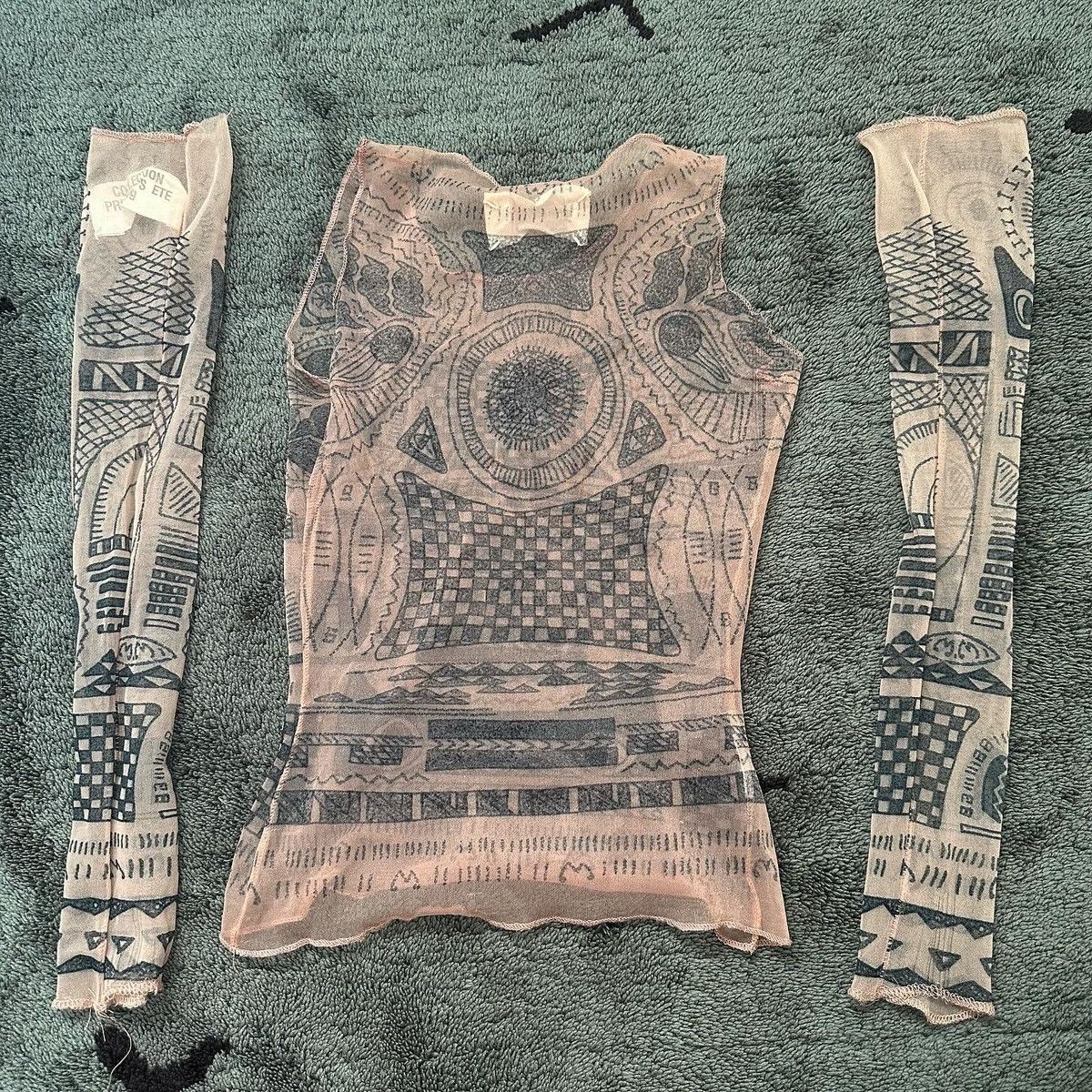 Maison Margiela Margiela Spring 1989 SS89 Archive Tattoo Mesh Top & Sleeves Size S / US 4 / IT 40 - 2 Thumbnail