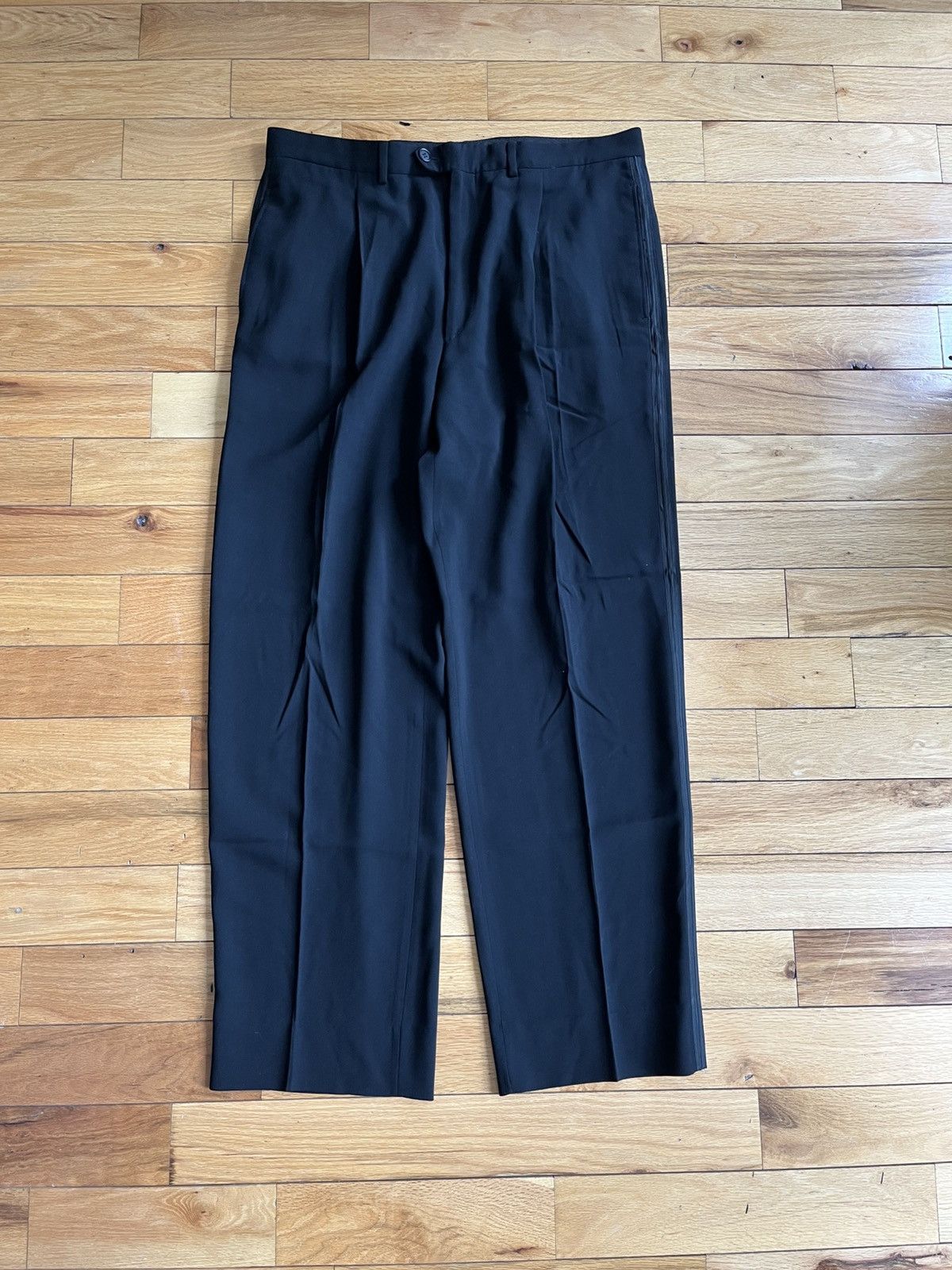 Giorgio Armani Wool Pleated Wide Legged Tuxedo Trousers Size US 38 / EU 54 - 1 Thumbnail