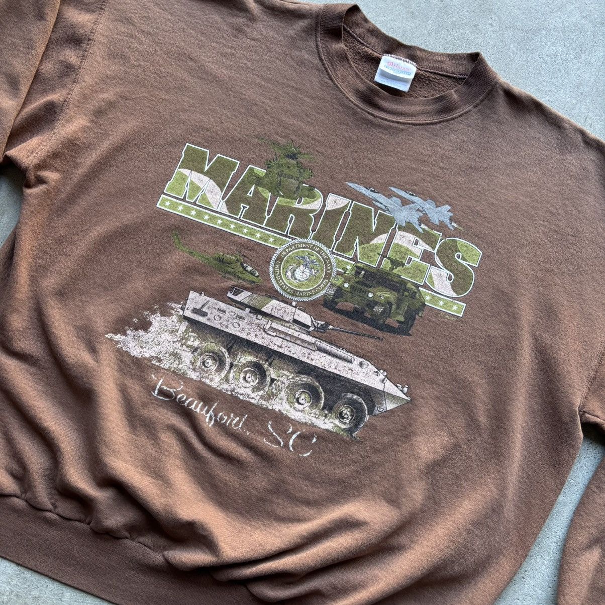 Hanes vintage 90s US MARINES Military Army spellout sweatshirt Size US XL / EU 56 / 4 - 6 Thumbnail