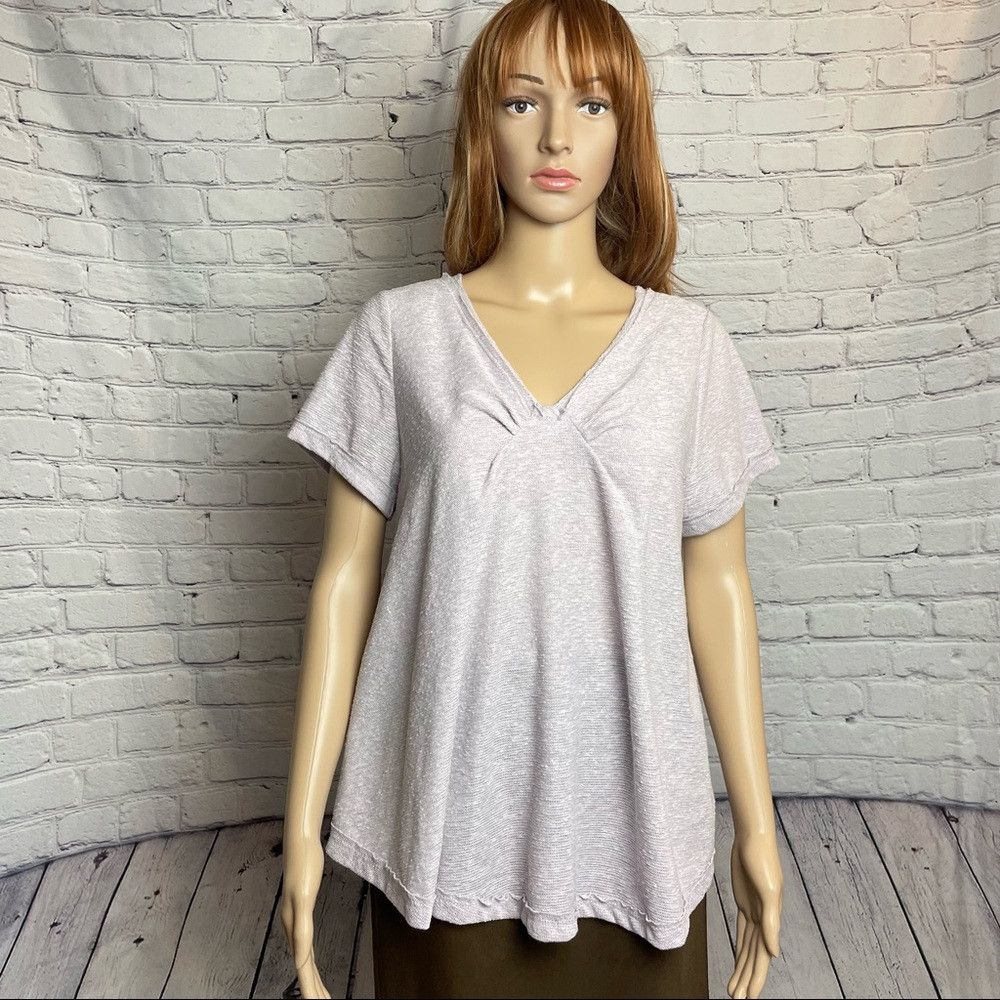 Other Ces Femme Pale Lavender Textured Knit V Neck Top With Short Size M / US 6-8 / IT 42-44 - 3 Thumbnail