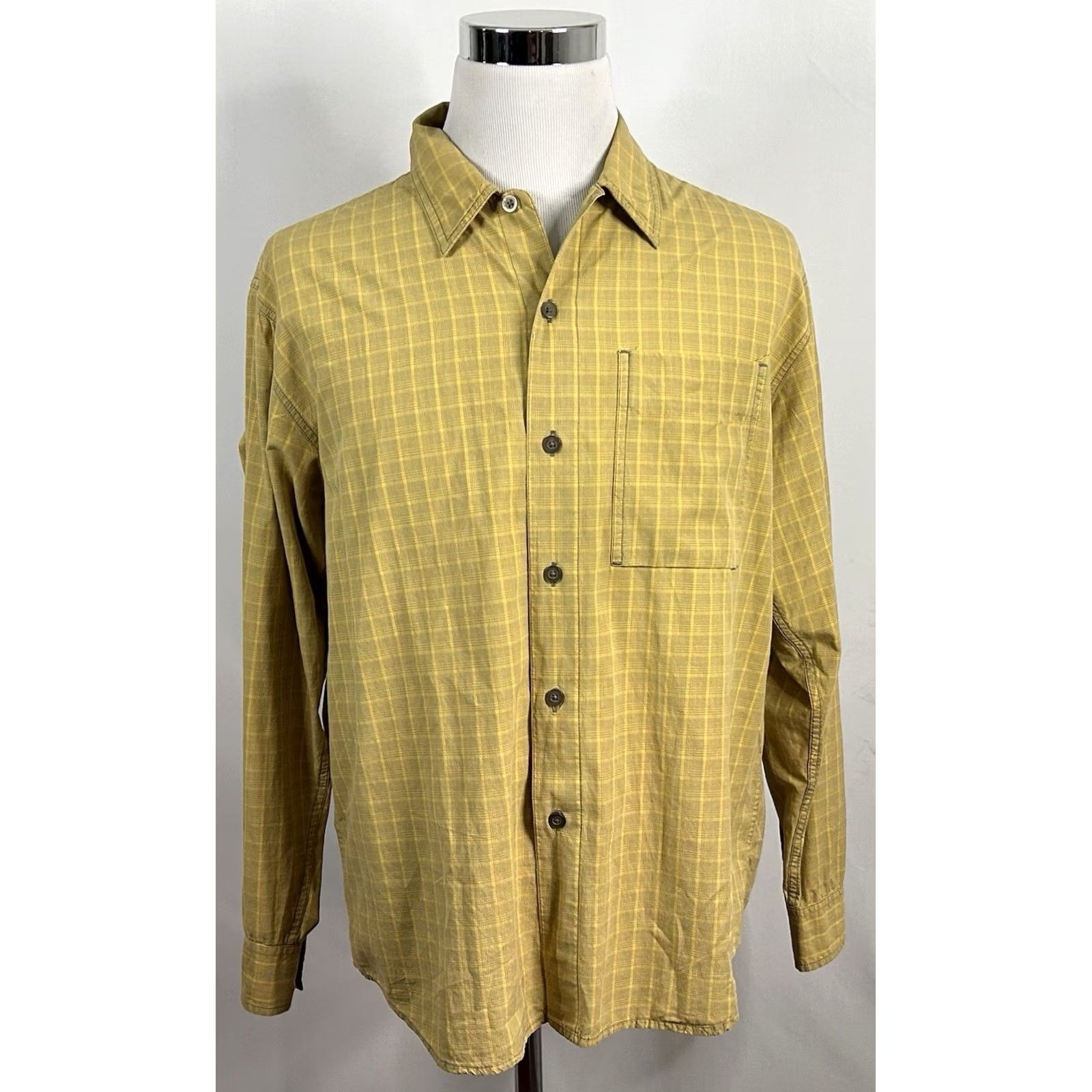 Levi's VINTAGE Levi's Silvertab Shirt Yellow Plaid Button Front Large Adult Mens 100% Cotton Y2K Size US L / EU 52-54 / 3 - 2 Thumbnail