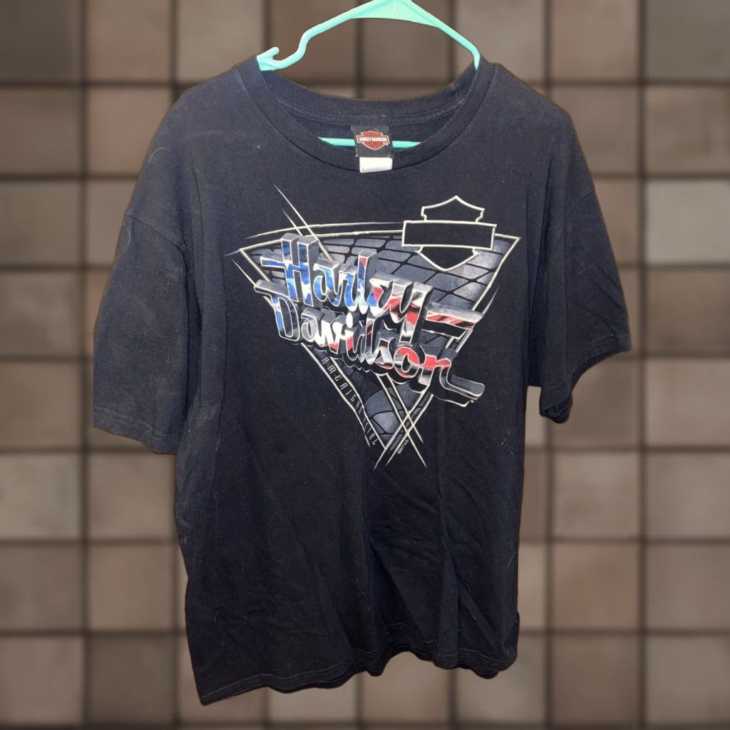 Harley Davidson Harley-Davidson T-Shirt Men XL Black Double-Sided Shawano County WI Motorcycle Biker USA 2000s Size US XL / EU 56 / 4 - 1 Thumbnail