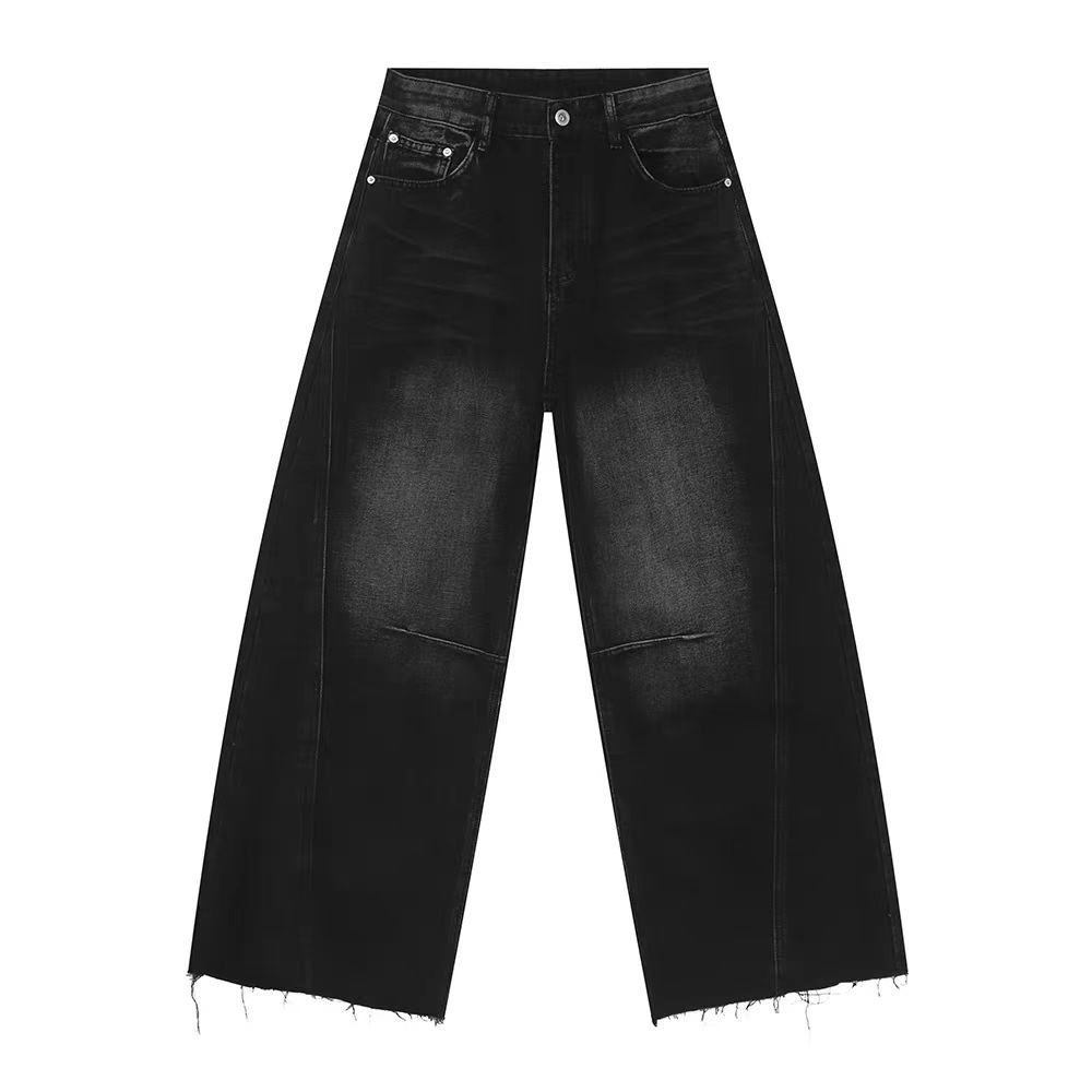 Japanese Brand × Jean High Street Hip Hop Baggy Wide Leg Raw Hem Jeans Size US 30 / EU 46 - 4 Thumbnail