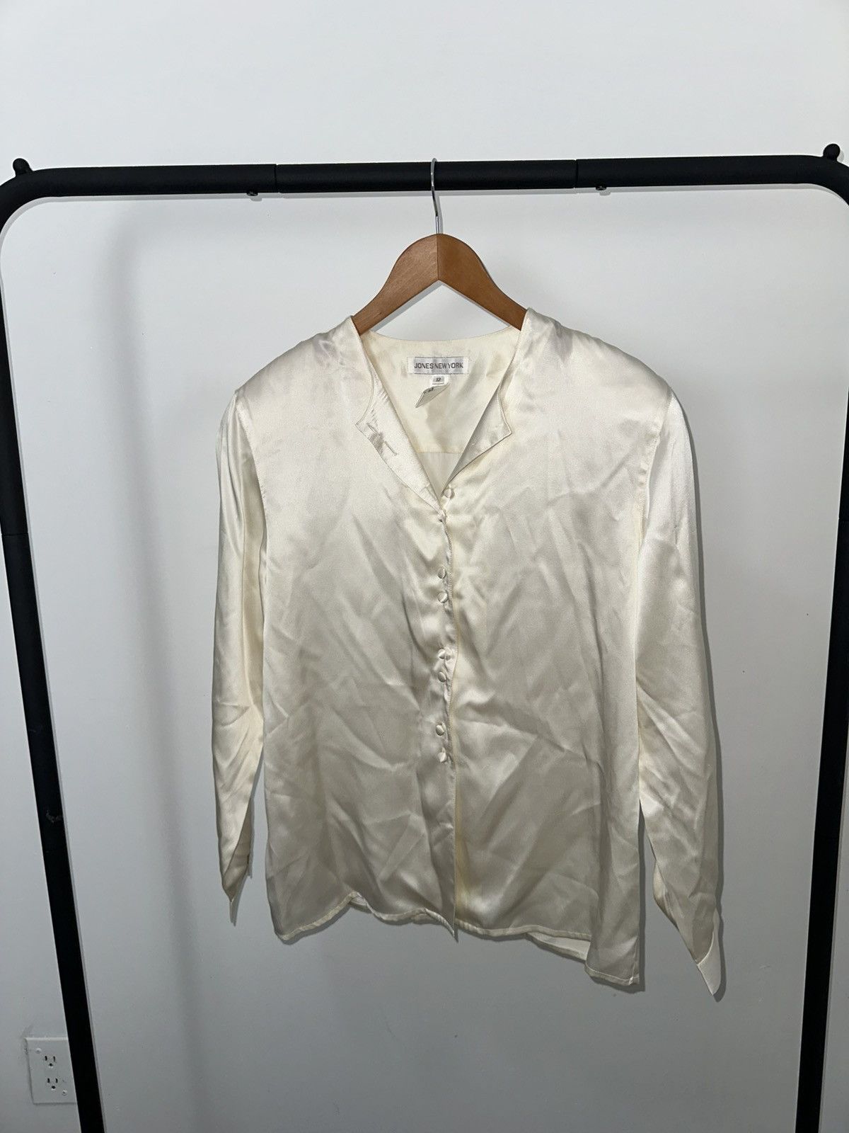 Jones New York Vintage Rare 80s Silk Cream blouse Silk Jones New York Size L / US 10 / IT 46 - 2 Thumbnail