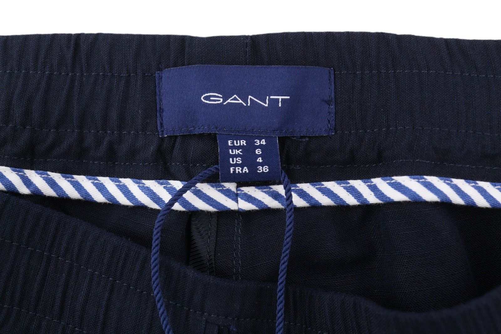 Gant SUMMER LINEN EU34 Dark Blue Elastic Waist Pants 85150 Size 28" / US 6 / IT 42 - 6 Thumbnail