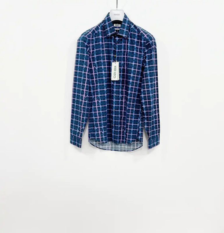 Kenzo KENZO Dark Blue Cotton Long Sleeve Shirt 0089 Size US S / EU 44-46 / 1 - 1 Thumbnail