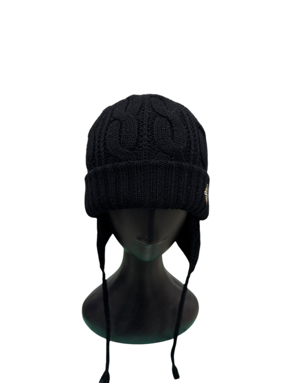 Burberry × Designer BUBERRY LONDON CABLE KNIT BEANIE EMBROIDERED TARTAN DESIGN Size ONE SIZE - 4 Thumbnail