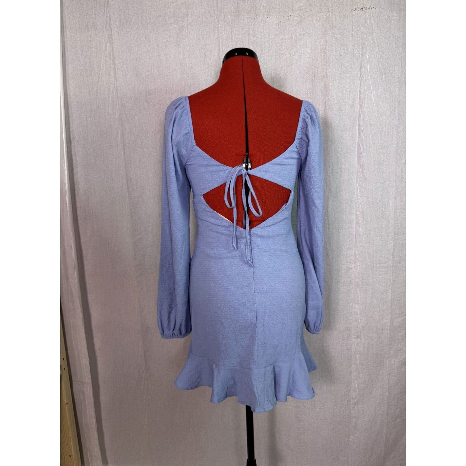 Vintage LA Hearts Womens Mini Dress Small Blue Cottagecore Fit And Flare Tie D910 Size S / US 4 / IT 40 - 5 Thumbnail
