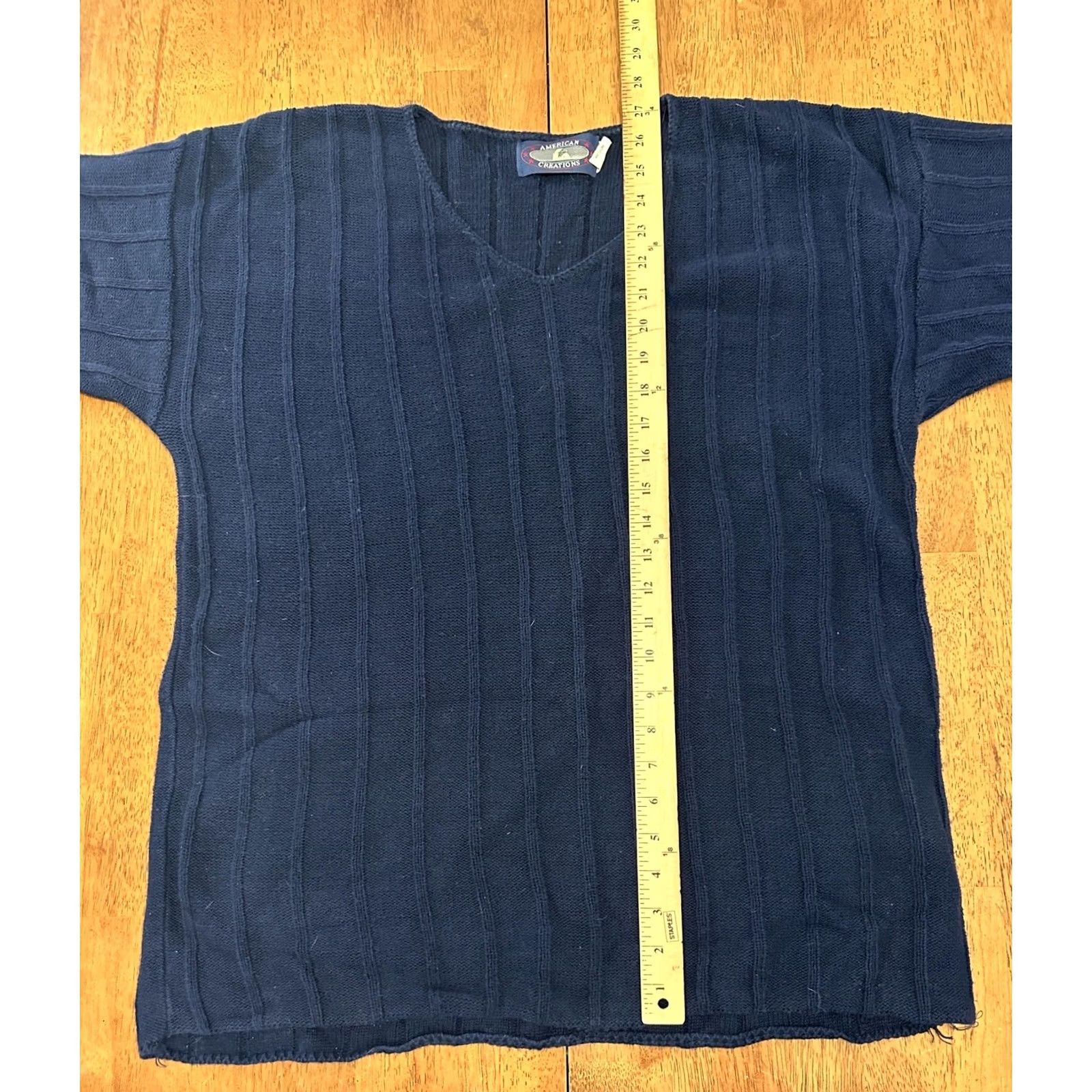 Vintage American Tradition Vintage Cotton Knit Sweater Medium Made In USA Textured Navy Size US M / EU 48-50 / 2 - 5 Thumbnail