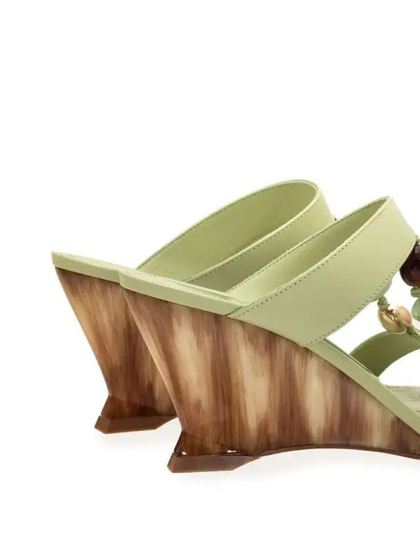 Salvatore Ferragamo o1s1rm0924 Beaded Wedge Slides in Multicolor Size US 5.5 / IT 35.5 - 3 Thumbnail