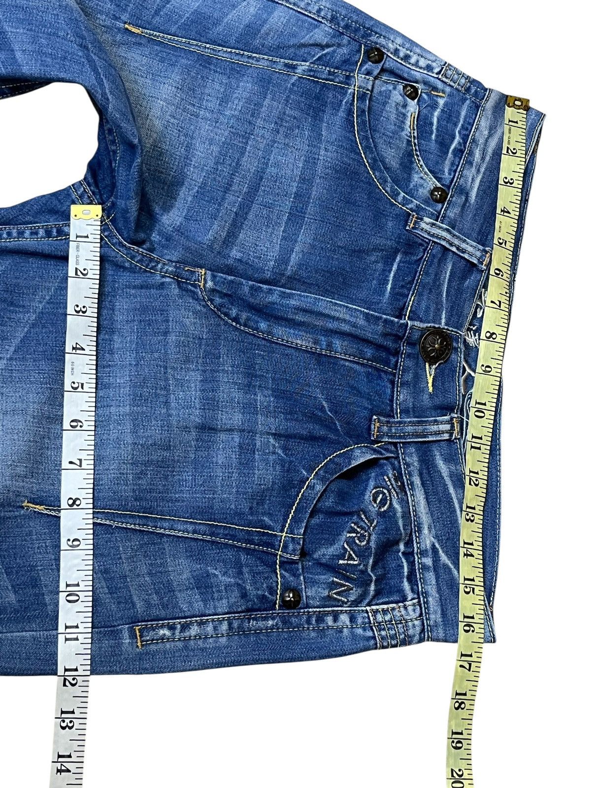 Japanese Brand Japanese y2k BIG TRAIN OSAKA JEANS skull patches dirty jeans Size US 33 - 18 Thumbnail