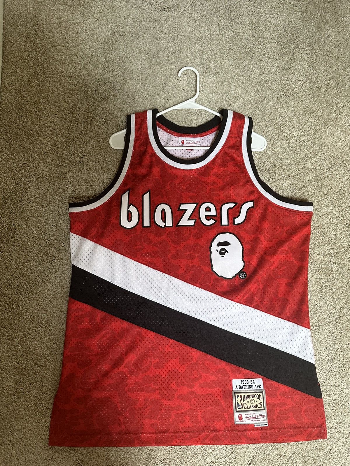 image of Bape Mitchell & Ness Portland Trail Blazers Swingman Jersey in Red, Men's (Size XL)