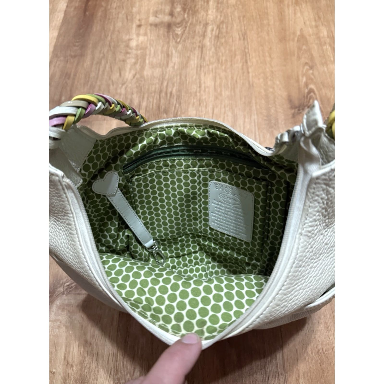 Brighton Brighton Barbados Hobo Bag Purse Handbag Cream White Leather Bright Multi Braid Woman Medium Size ONE SIZE - 6 Thumbnail