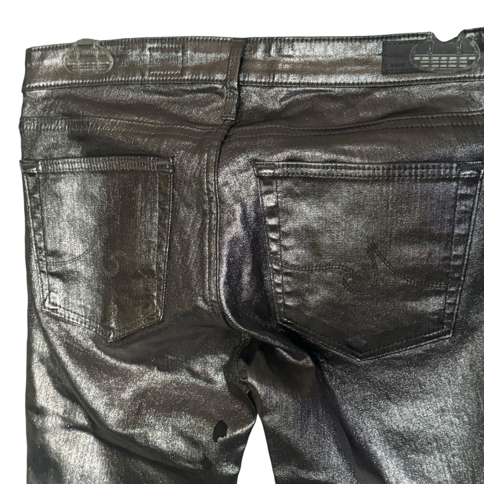 AG Adriano Goldschmied AG Adriano Goldschmied Graduate Metallic Silver Jeans Sz 25 Size 25" / US 0 / IT 36 - 12 Thumbnail