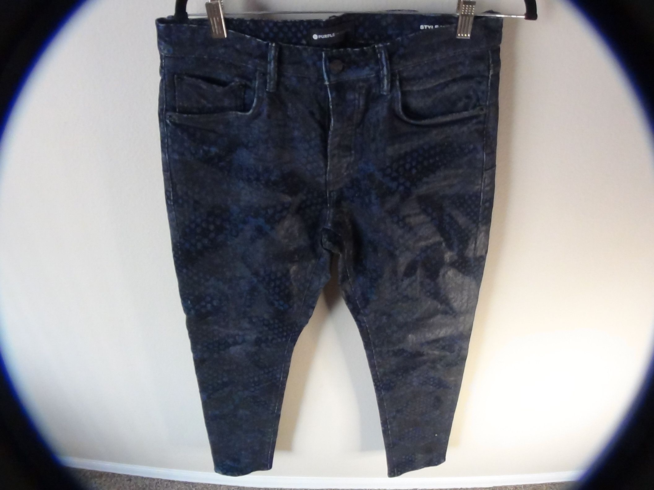 Purple Brand Rinsed Indigo Flocked Snake skinny jeans Size US 32 / EU 48 - 3 Thumbnail