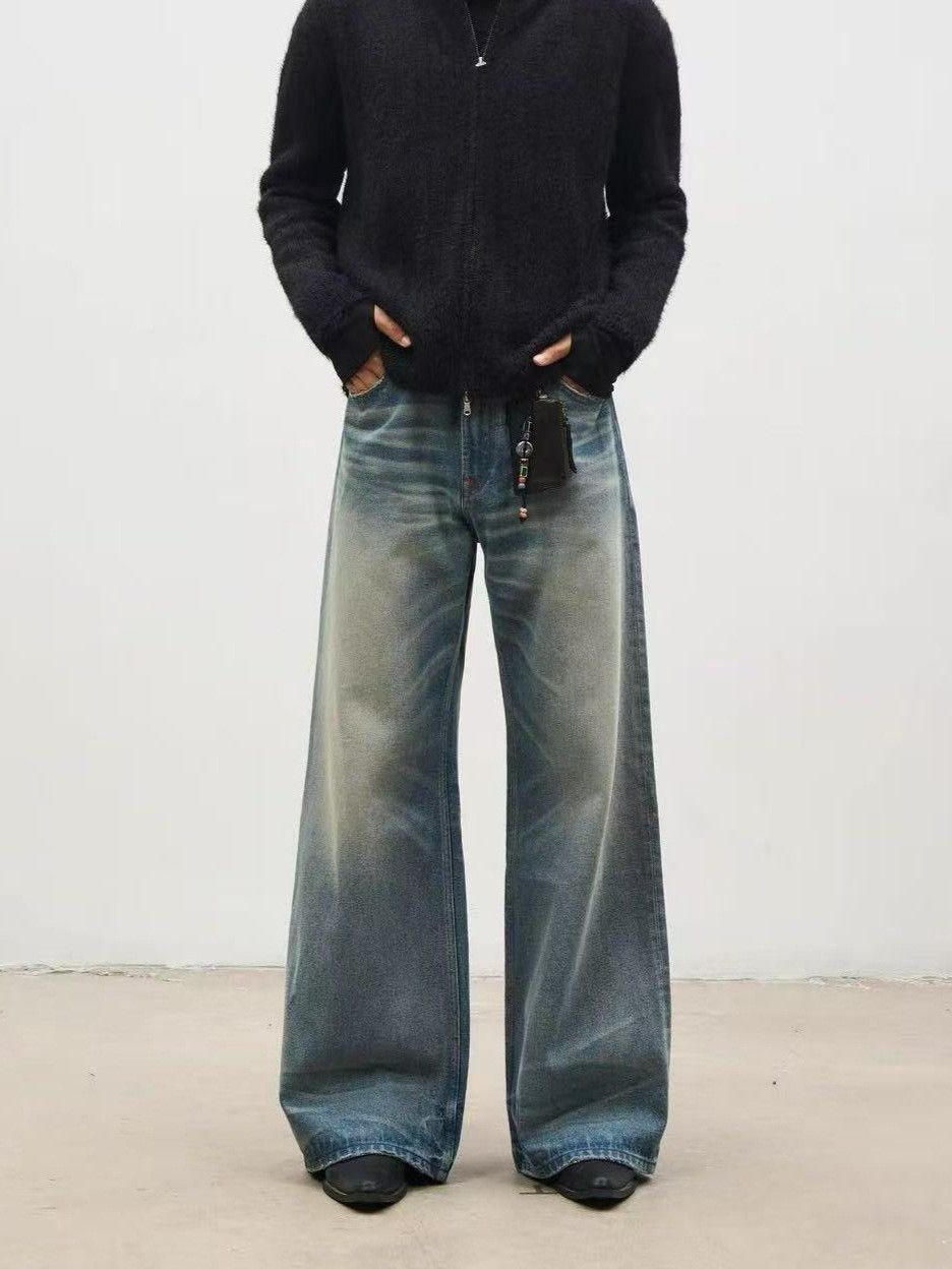 Japanese Brand American retro washed loose cleanfit wide-leg flared jeans Size US 32 / EU 48 - 1 Thumbnail