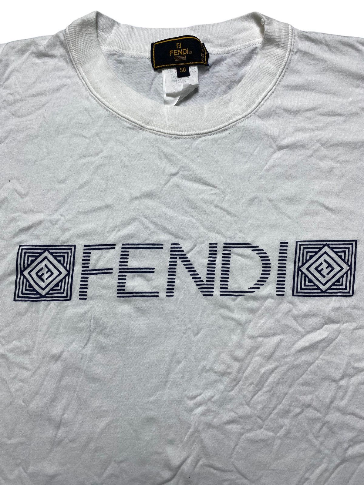Fendi VINTAGE FENDI SPELLOUT DESIGN WHITE TEE Size US M / EU 48-50 / 2 - 7 Thumbnail