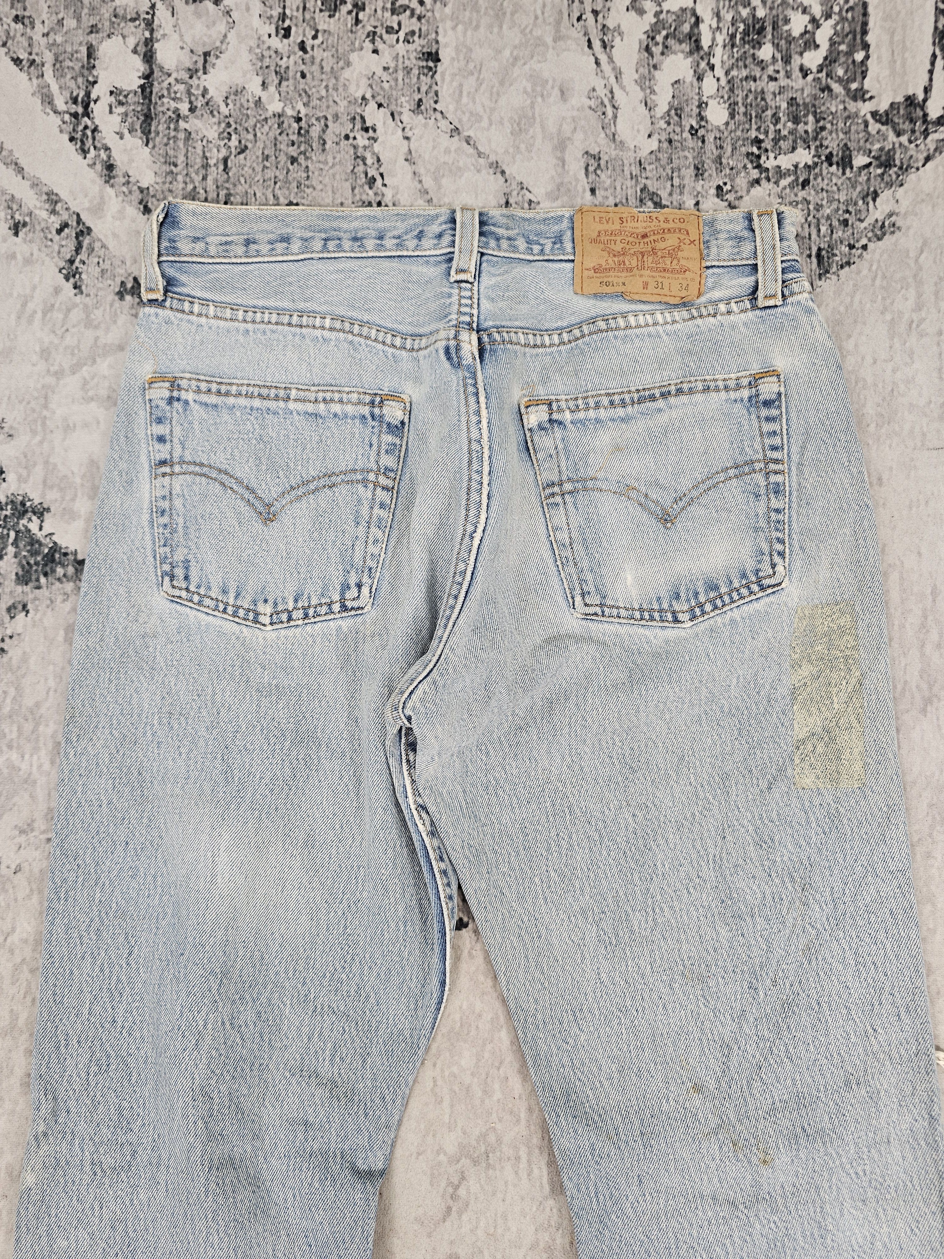 Levi's Vtg 90's LEVIS 501 XX Sun Faded Distressed Jeans L0438 Size US 31 - 9 Thumbnail