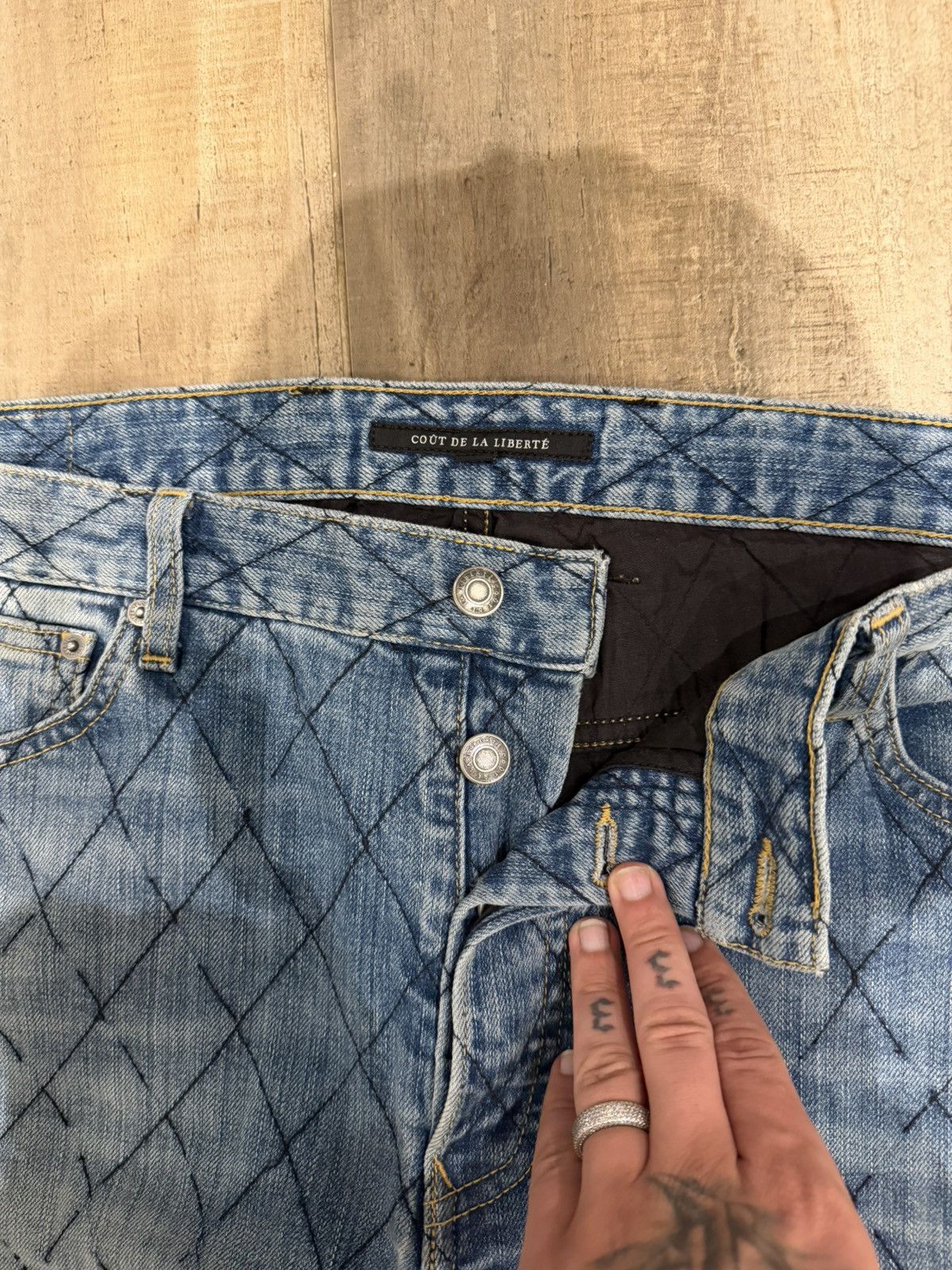 Cout de la Liberte Cout De la liberate Blue Quilted Jeans Size US 38 / EU 54 - 3 Thumbnail