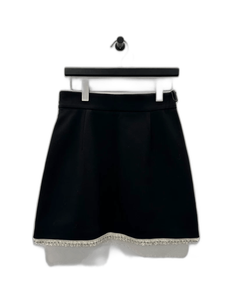 Miumiu Rhinestone Women's Wool Black Mini Skirt