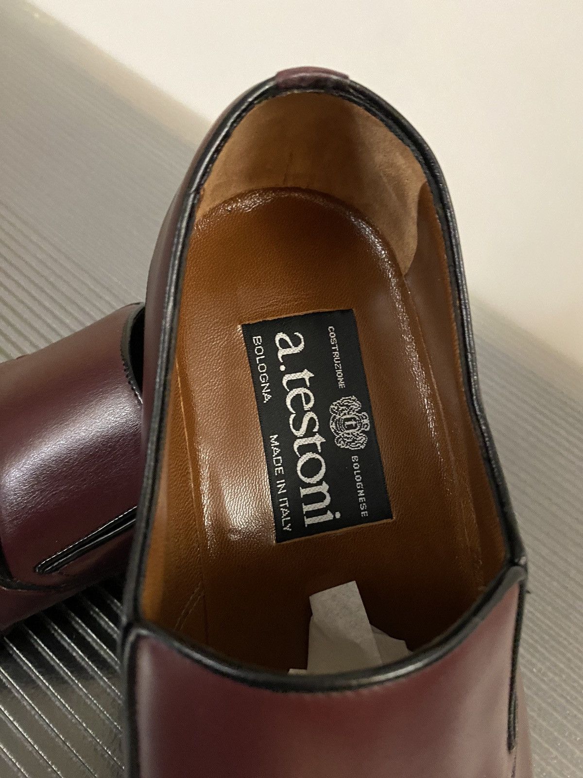Testoni a.testoni 🇮🇹 wine de luxe leather piped vamp slip on 7 NEW Size US 7 / EU 40 - 2 Thumbnail