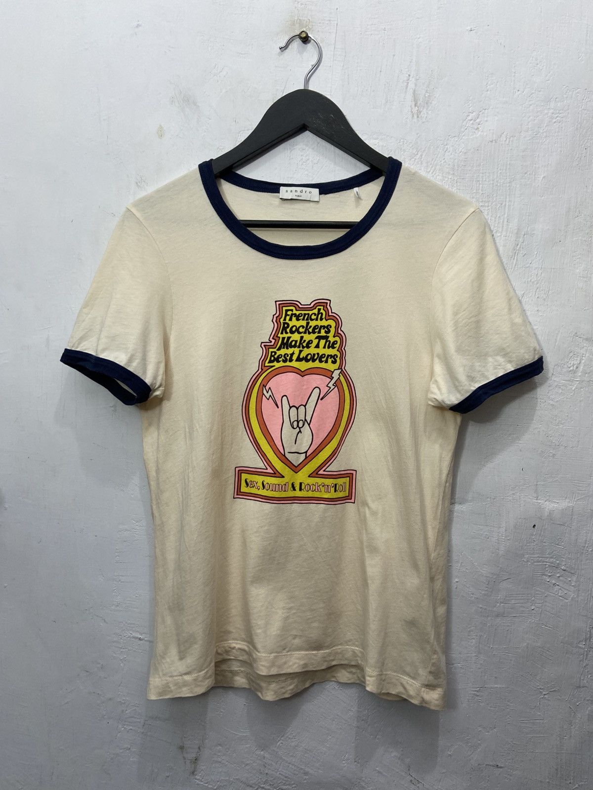 Sandro Sandro French Rockers Make The Best Lovers Ringer Tshirt Size S / US 4 / IT 40 - 1 Thumbnail