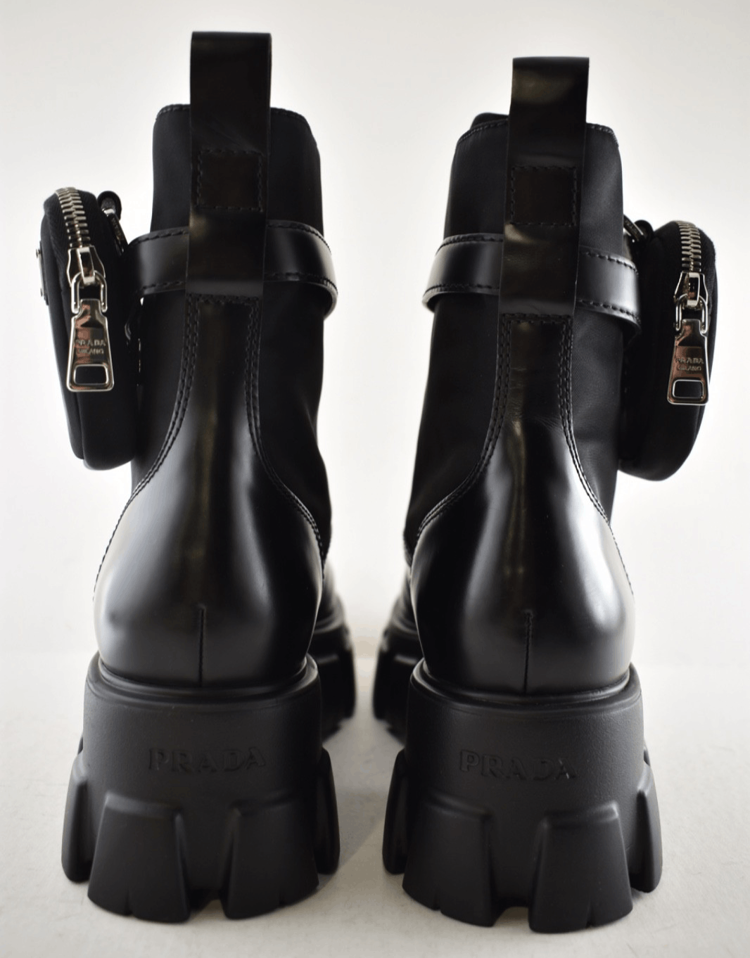 Prada Prada Monolith Leather Nylon Pouch Lug Sole Combat Boot 41.5 Size US 11.5 / IT 41.5 - 15 Thumbnail