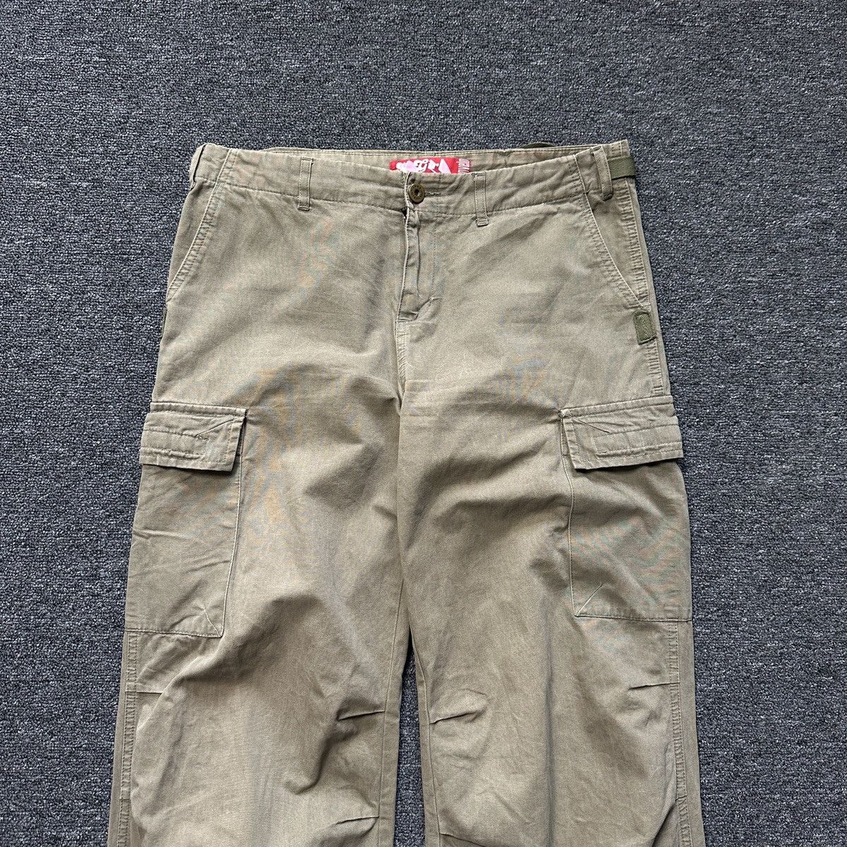 Japanese Brand Kenvelo Girl Wide Flare Olive Cargo Pants Size 26" / US 2 / IT 38 - 6 Thumbnail