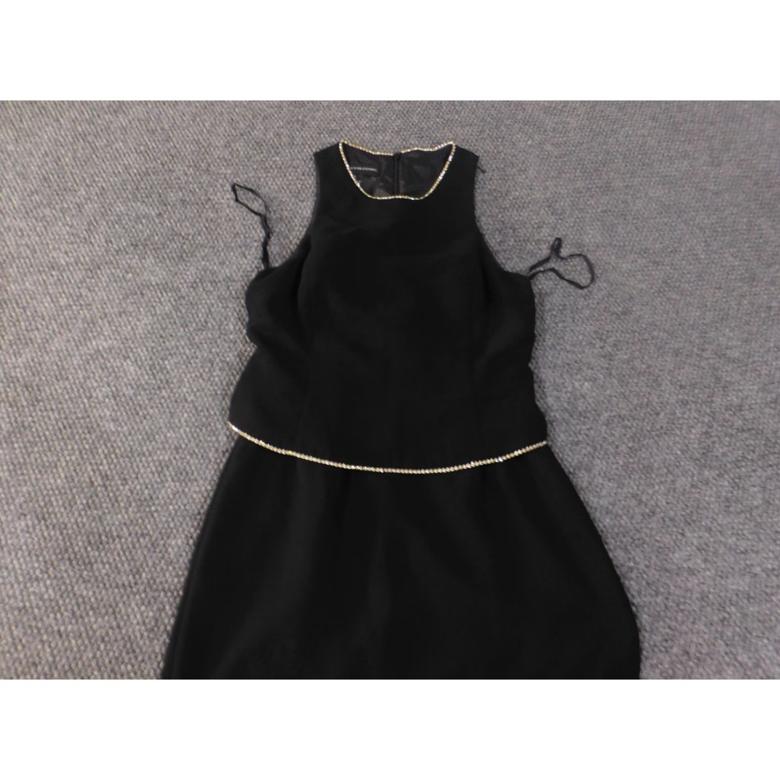 Jones New York Dress Maxi Women 8 Black Rhinestones Sleeveless Round Neck  Pullover Polyester Long Party
