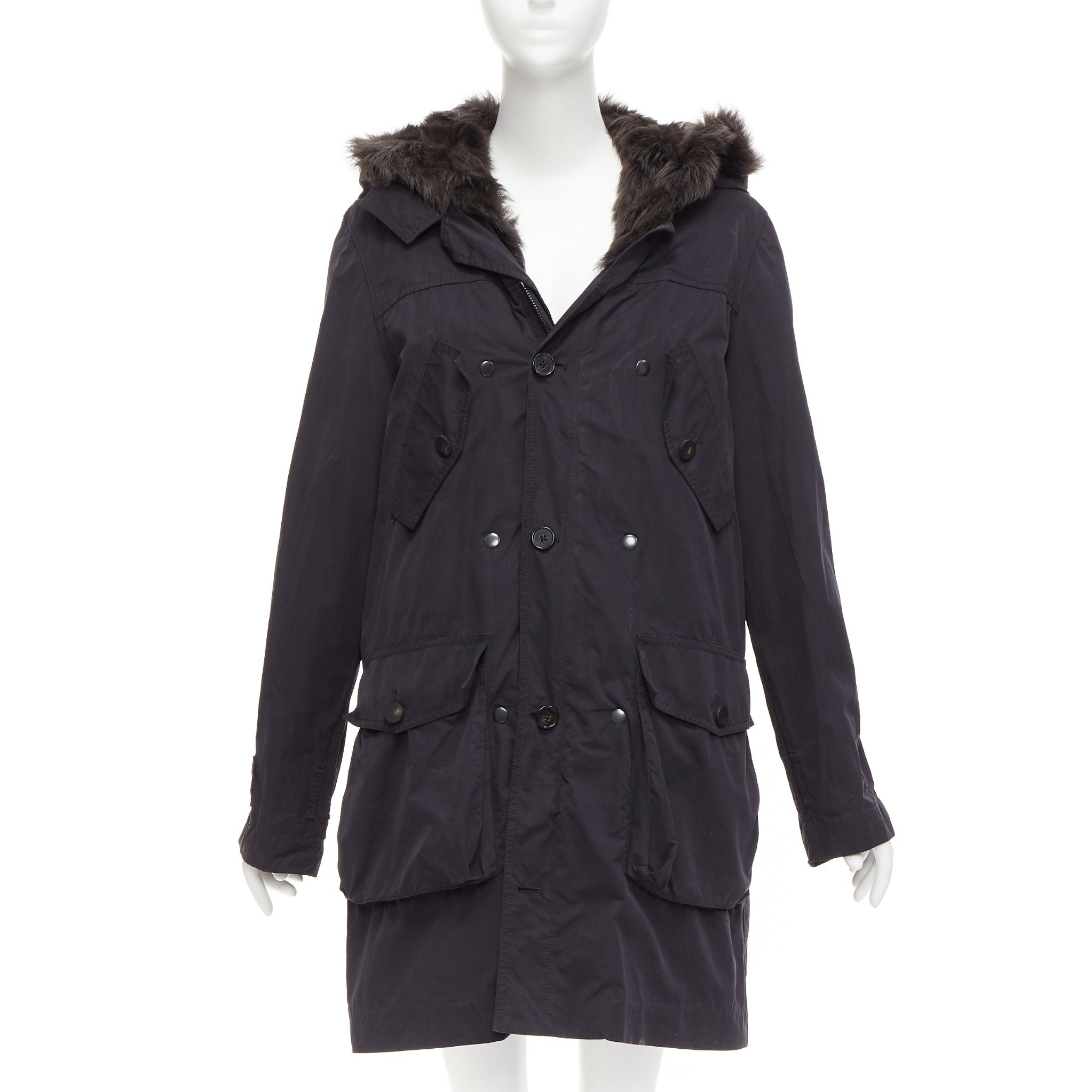3.1 Phillip Lim 3.1 PHILLIP LIM black cotton brown full sheep fur lined parka coat XS Size S / US 4 / IT 40 - 1 Thumbnail