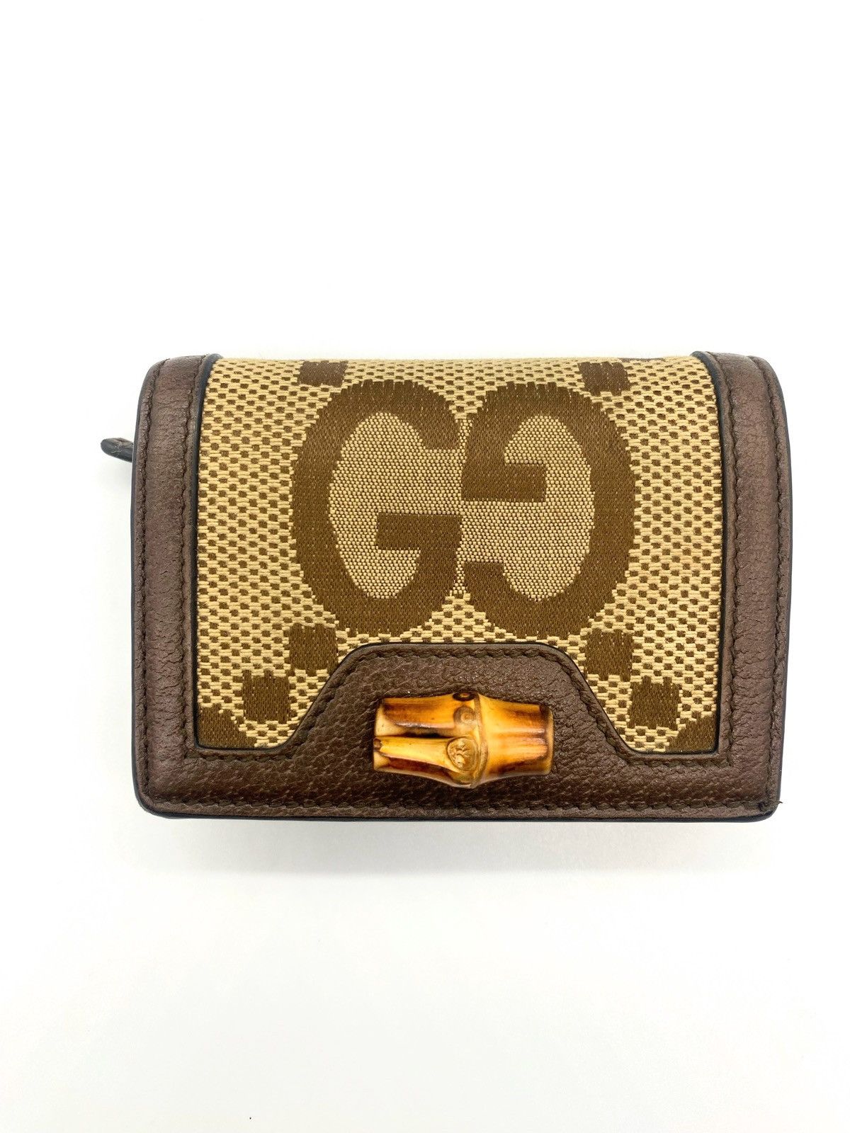 Gucci GUCCI Diana Jumbo GG Logo Bamboo Canvas Bifold Wallet Beige Size ONE SIZE - 2 Thumbnail