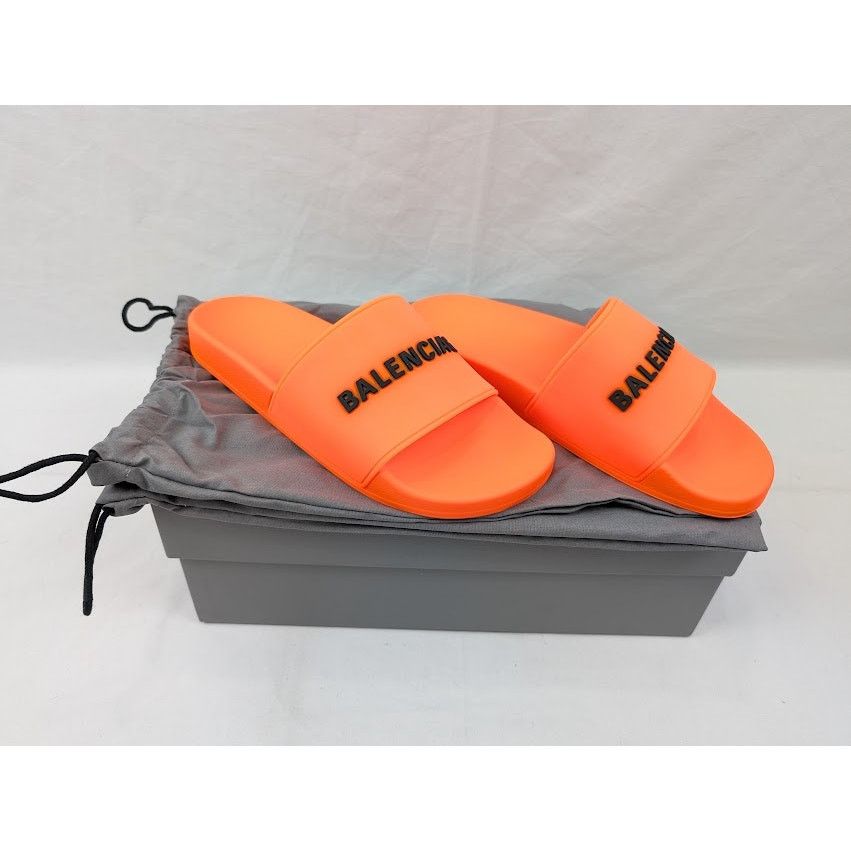 Balenciaga o1rshd1 Smooth Rubber Pool Logo Slide in Orange/Black Size US 10 / EU 43 - 20 Thumbnail