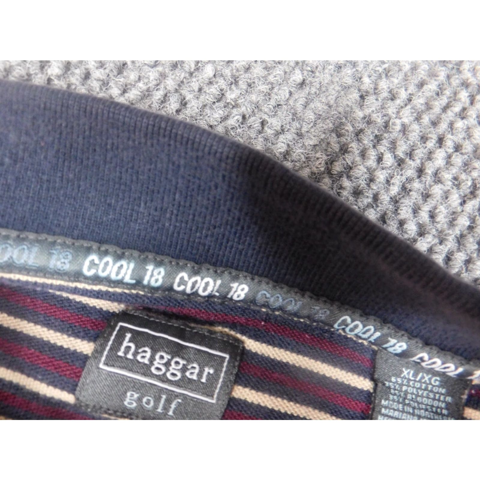 Haggar Haggar Polo Shirt XL Purple Striped Knit Short Sleeve Classic Logo Men Golf Casual Shirt Size US XL / EU 56 / 4 - 6 Thumbnail