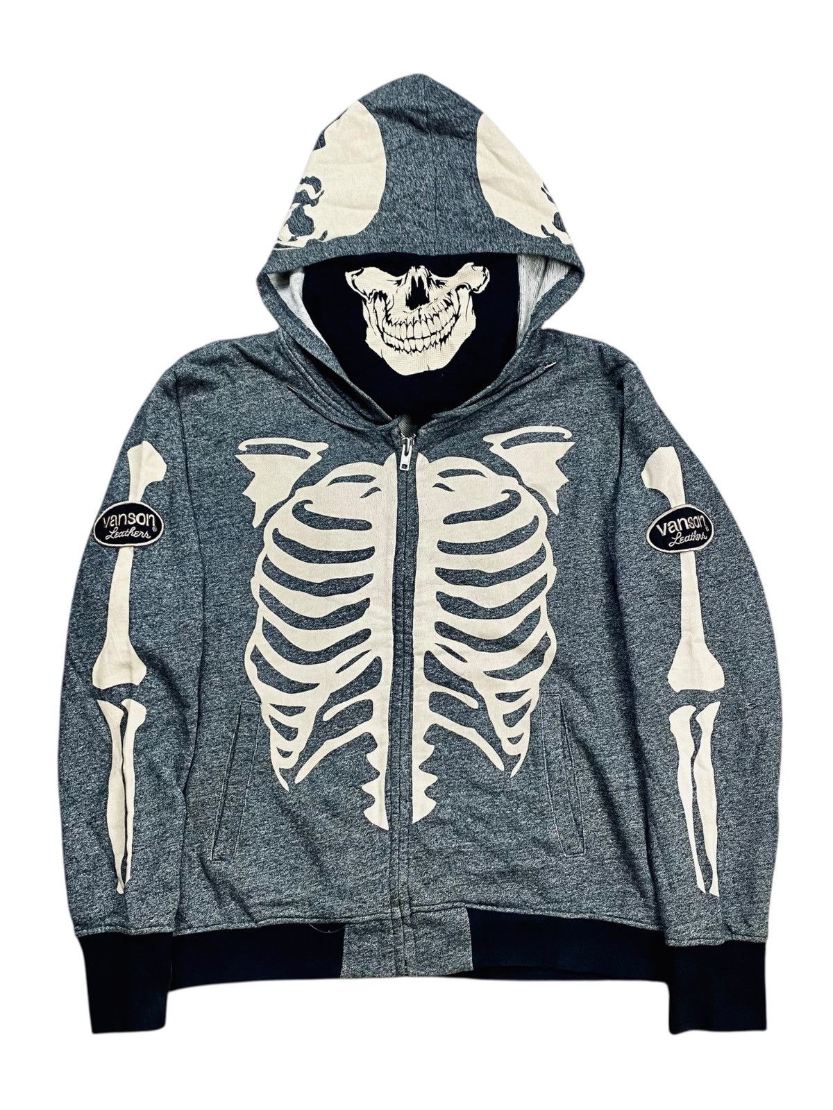 【VANSON】SKULL ZIP KNIT SWEATER 00s Skeleton Lightweight Knit Sweater Grunge Bone Vintage Jumper