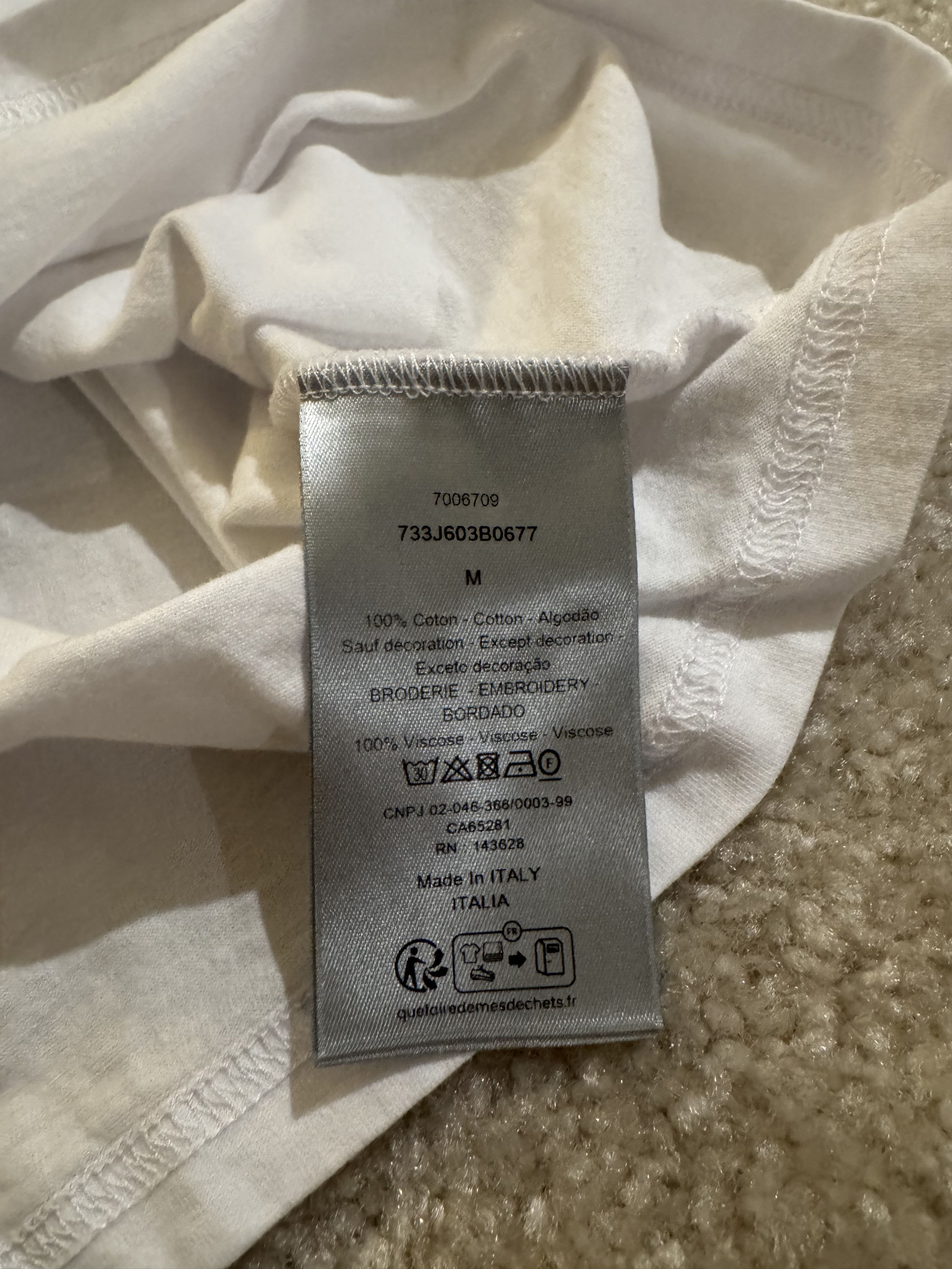 Dior Dior White Cotton Jersey Tee with Bee Embroidery Size US M / EU 48-50 / 2 - 5 Thumbnail