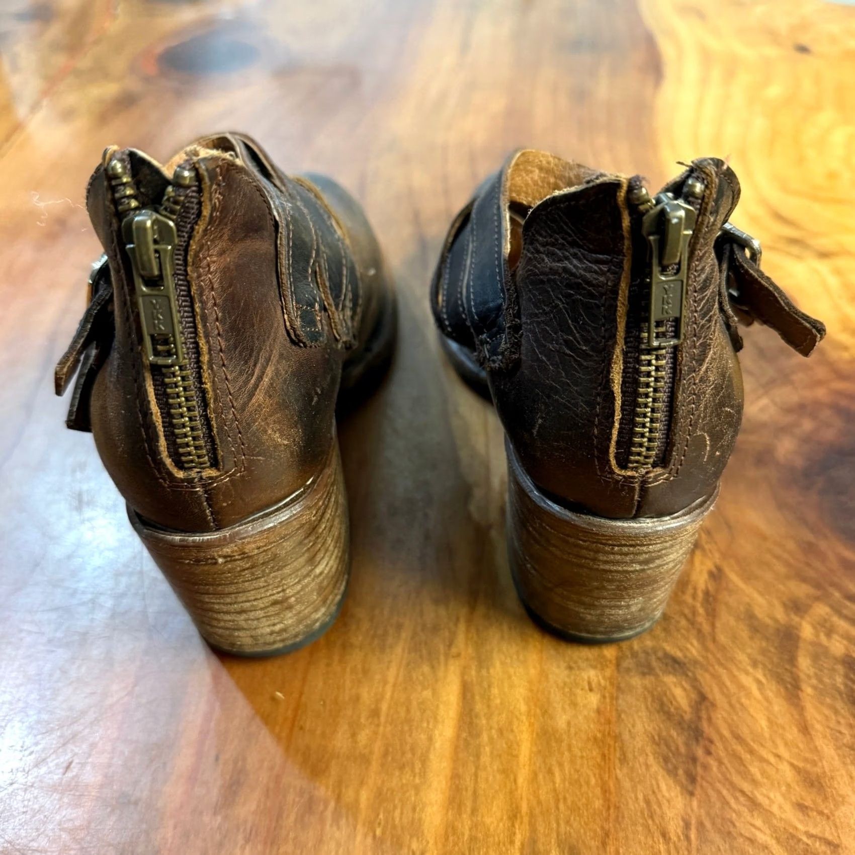 FREEBIRD Freebird by Steven Bootie Dawson 3 Straps Zip Moto Ankle Boots Women Brown Leather 8 US Vintage No Size US 9 / IT 39 - 4 Thumbnail