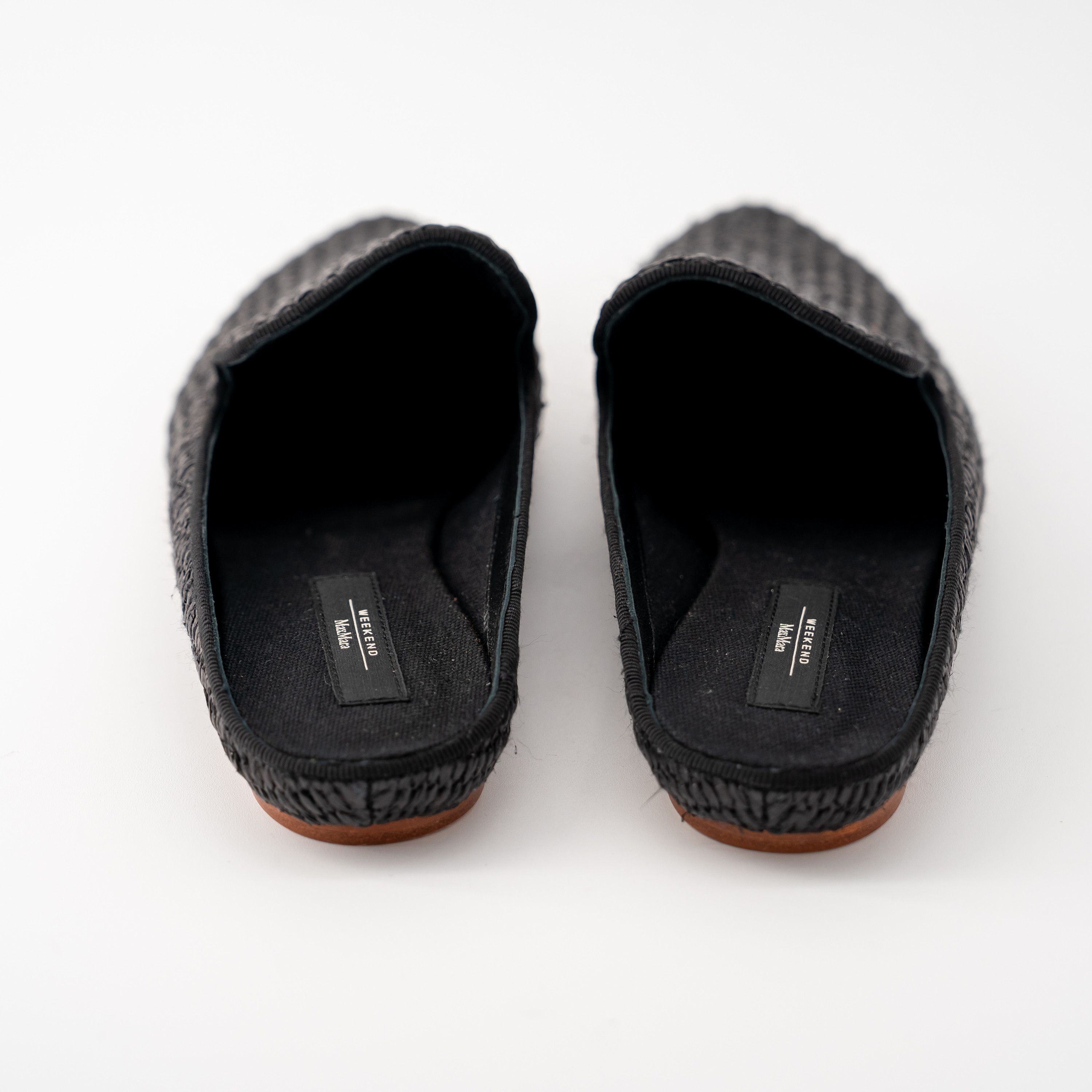 Weekend Max Mara 40 Max Mara Weekend Black Tela Raffia Mules Slippers Slip on Size US 10 / IT 40 - 5 Thumbnail