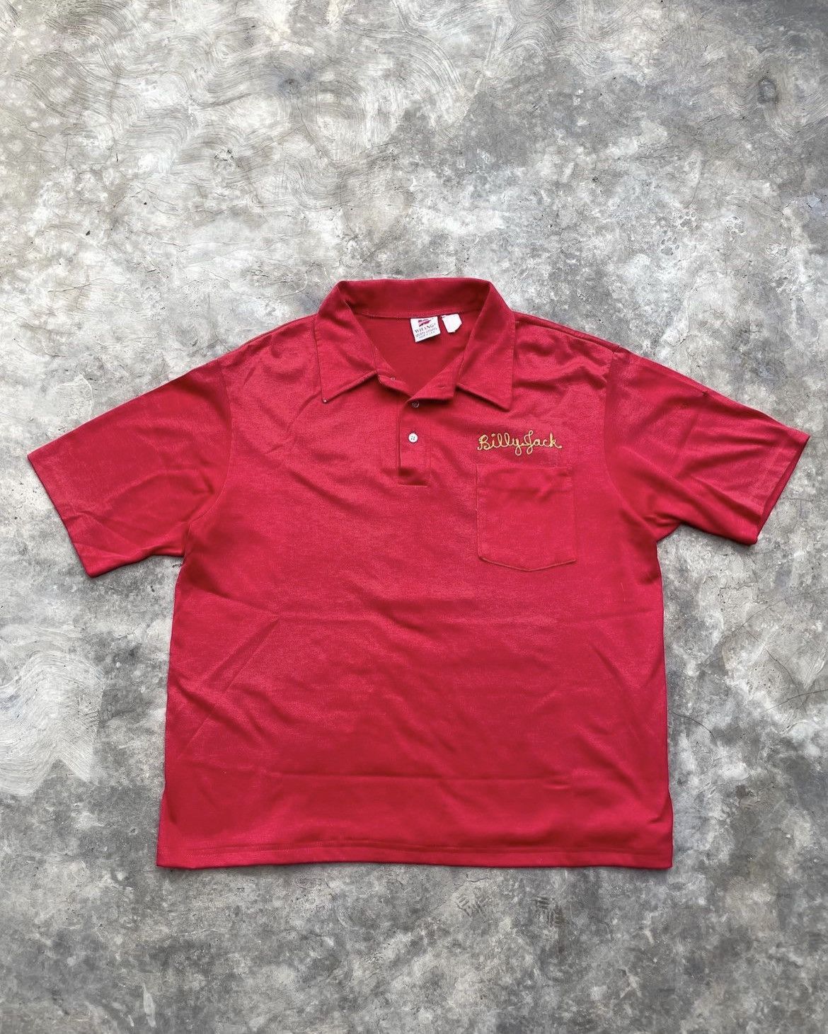 Vintage Vintage Crimson Bowling Shirt Half-button Billy Jack🍷 1960's Size US L / EU 52-54 / 3 - 1 Thumbnail