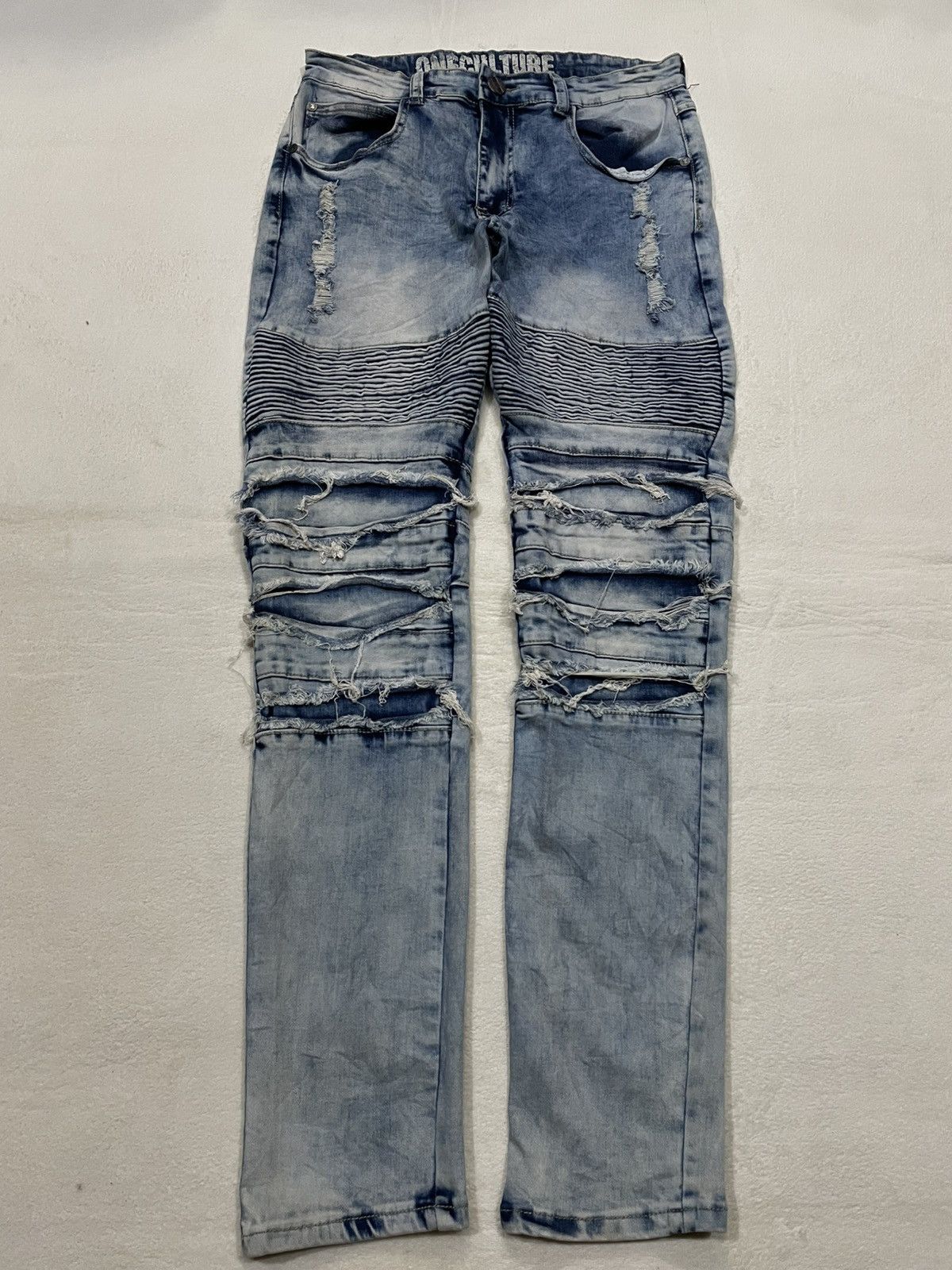 Japanese Brand Vintage One Culture Distressed Mudwash Faded Denim Jeans Size US 32 / EU 48 - 2 Thumbnail