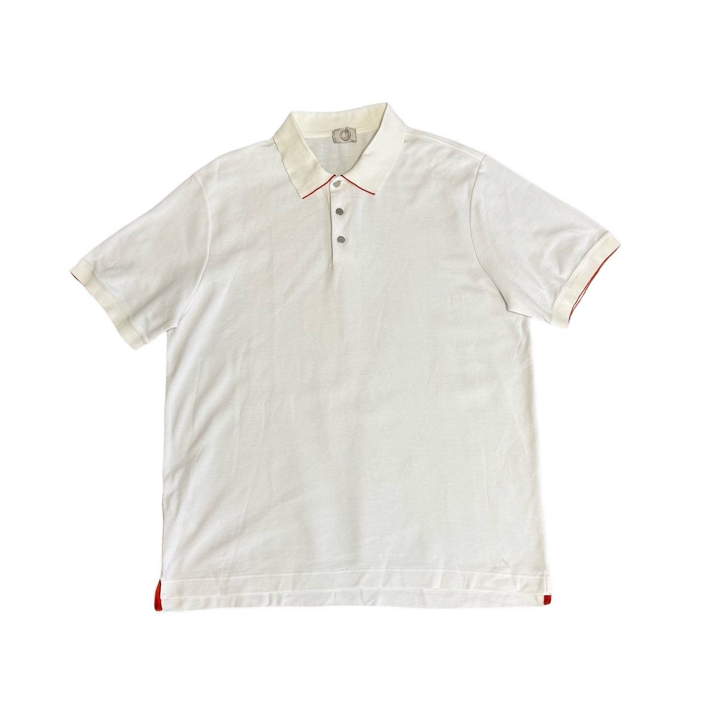 Hermes Contrast Trim Polo Shirt Size 2XL in White, Men's (Size Xxl)