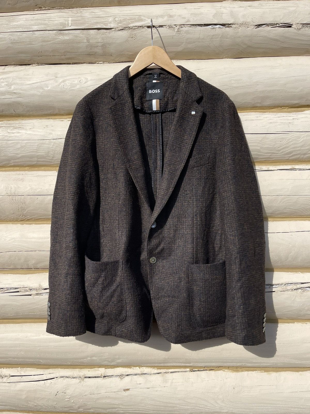 Hugo Boss 2022 Boss jersey jacket brown blazer wool Size 42R - 1 Thumbnail