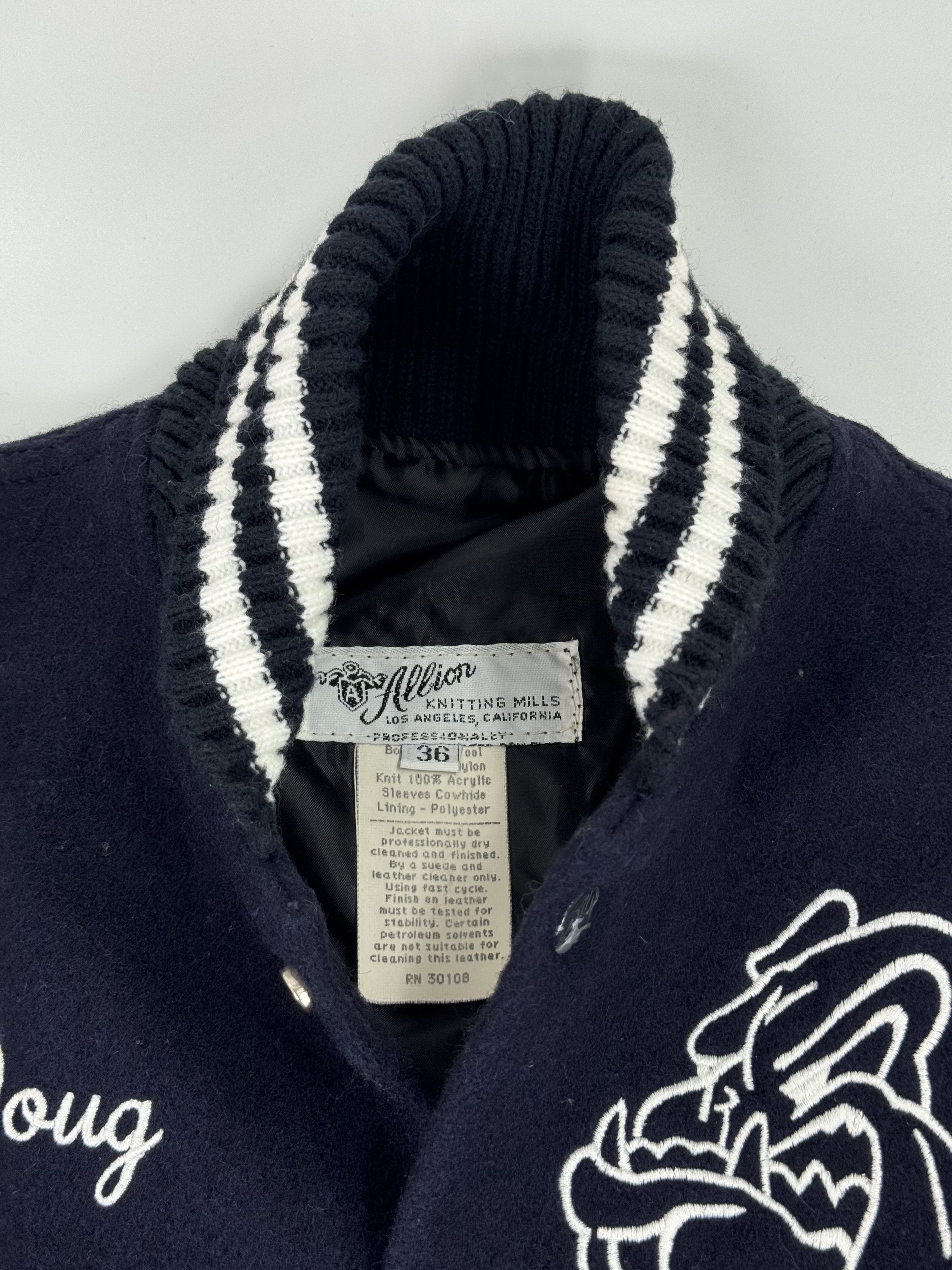 Vintage Vintage Allion Knitting Mills Navy Blue Stadium Jacket 36 Size US XS / EU 42 / 0 - 3 Thumbnail
