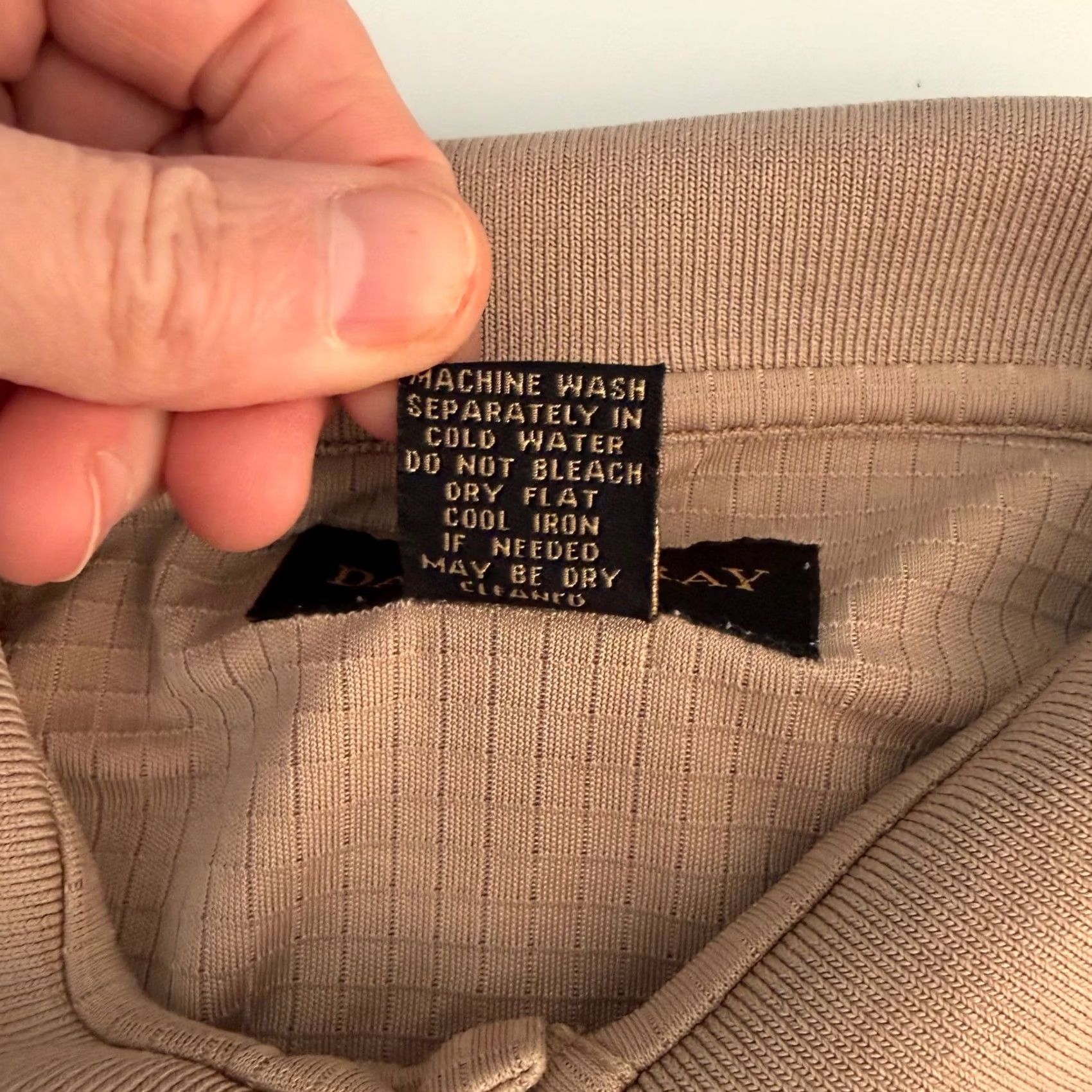 Vintage EUC Daniel Gray Silk Polo Shirt - Vintage Y2K Stripe - Tan Beige Golf Apparel Size US M / EU 48-50 / 2 - 4 Thumbnail